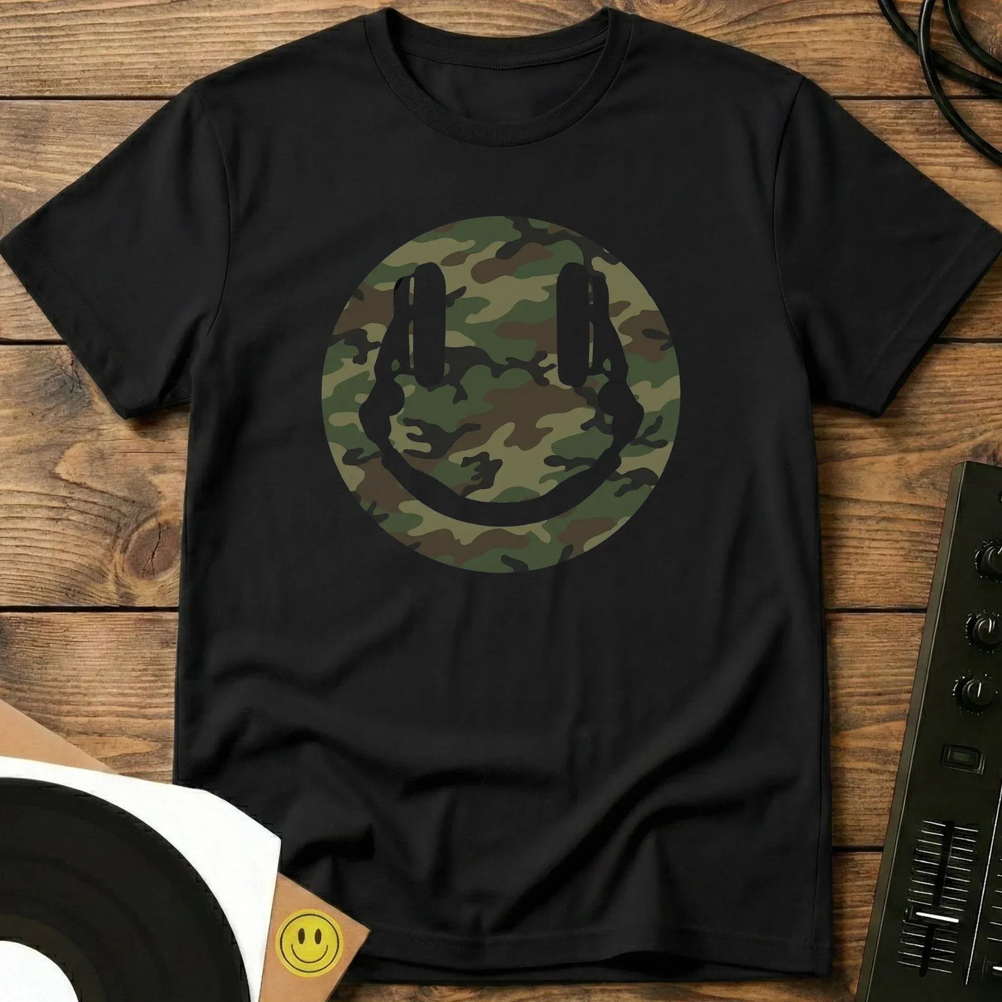 Camo Smiley DJ T-Shirt Black / S Camo Smiley DJ T-Shirt