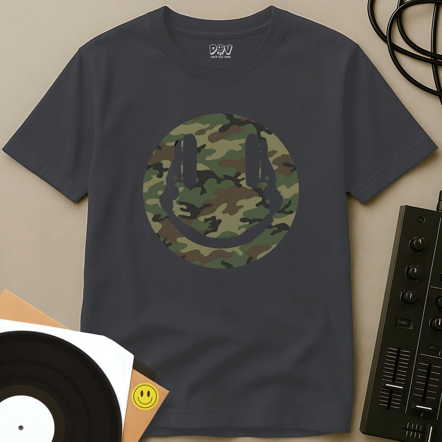 Camo Smiley DJ T-Shirt Charcoal / S Camo Smiley DJ T-Shirt
