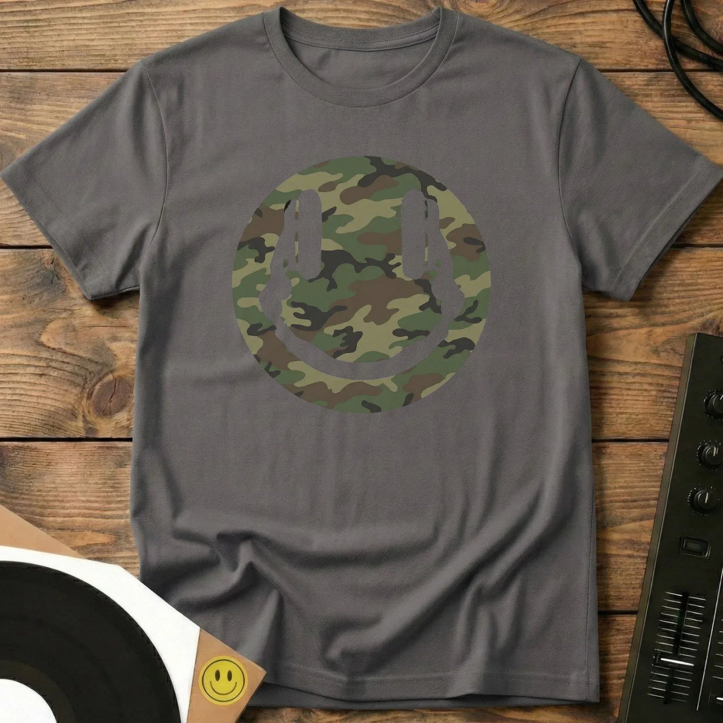 Camo Smiley DJ T-Shirt Charcoal / S Camo Smiley DJ T-Shirt