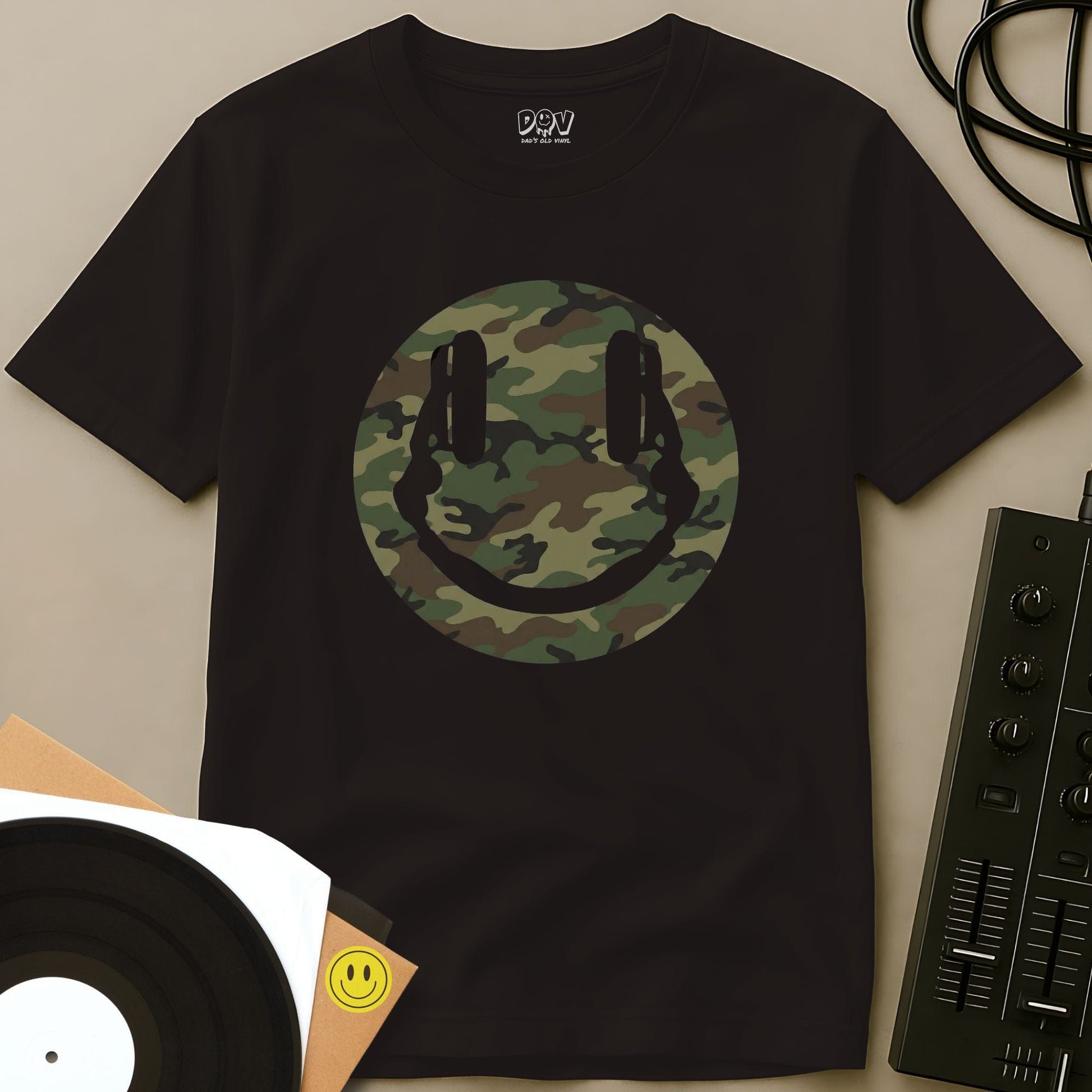 Camo Smiley DJ T-Shirt Dark Chocolate / S Camo Smiley DJ T-Shirt