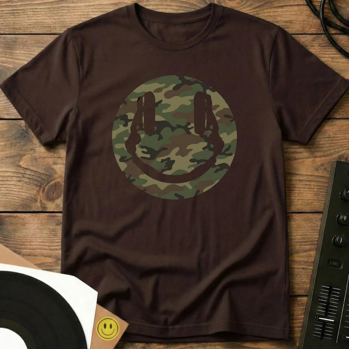 Camo Smiley DJ T-Shirt Dark Chocolate / S Camo Smiley DJ T-Shirt