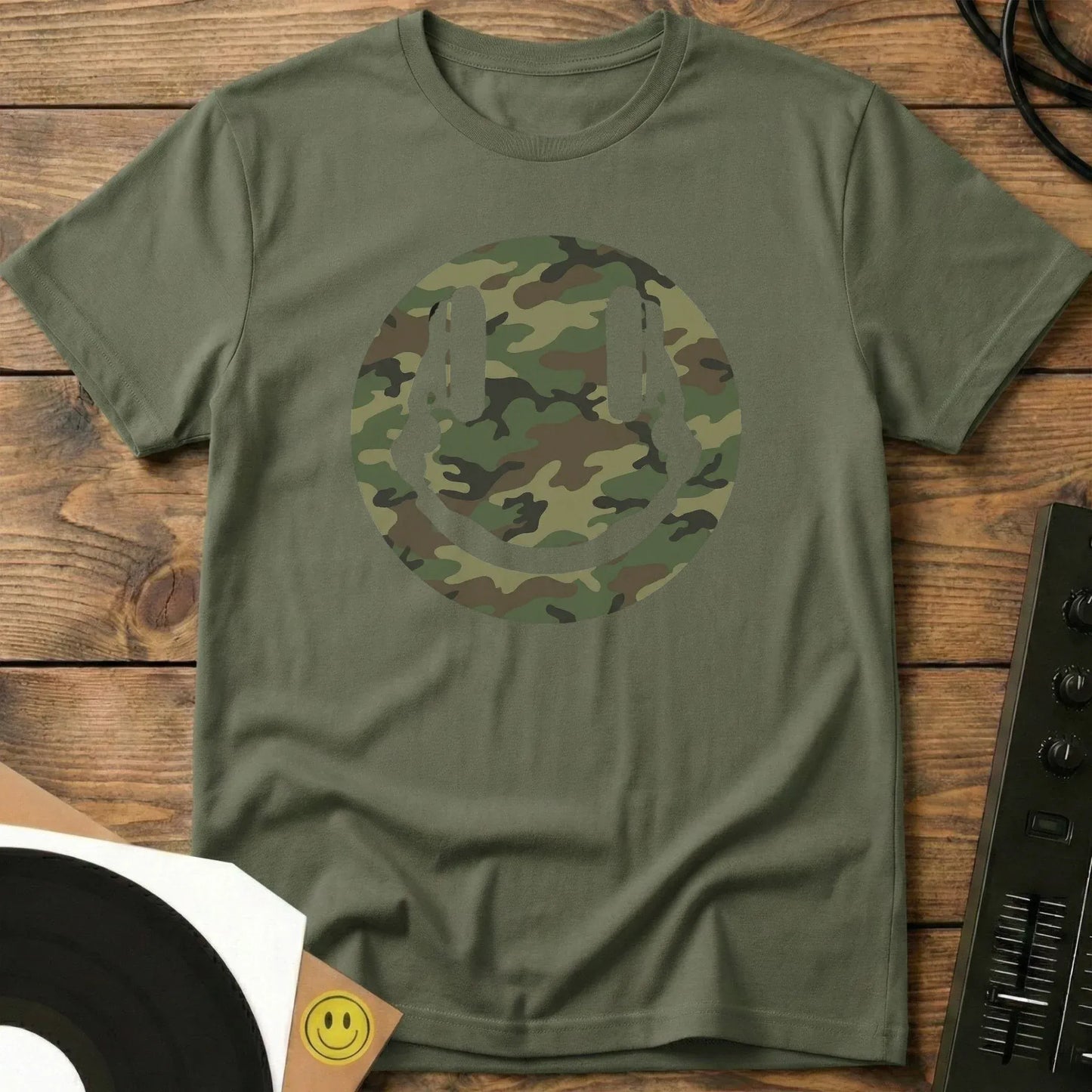 Camo Smiley DJ T-Shirt Military Green / S Camo Smiley DJ T-Shirt