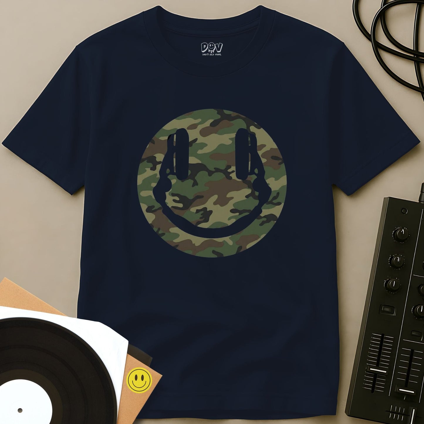 Camo Smiley DJ T-Shirt Navy / S Camo Smiley DJ T-Shirt