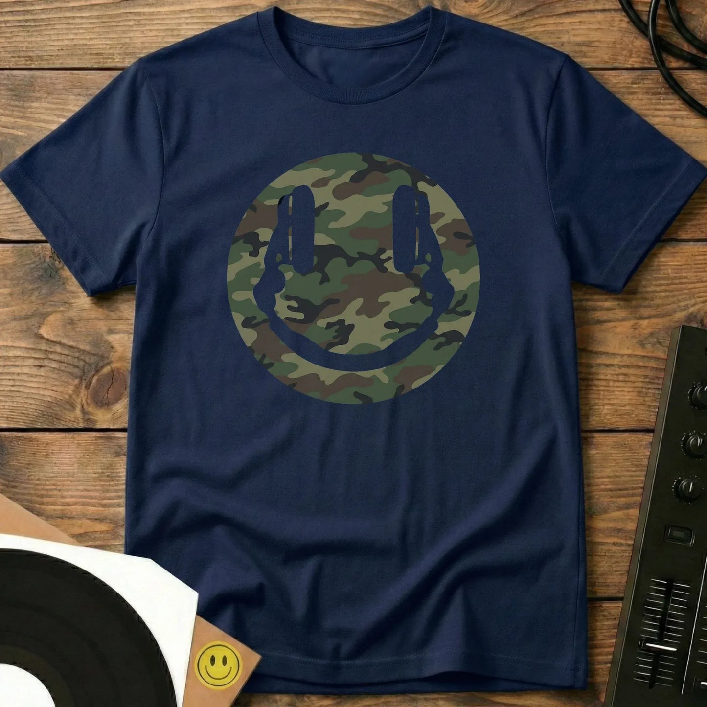Camo Smiley DJ T-Shirt Navy / S Camo Smiley DJ T-Shirt