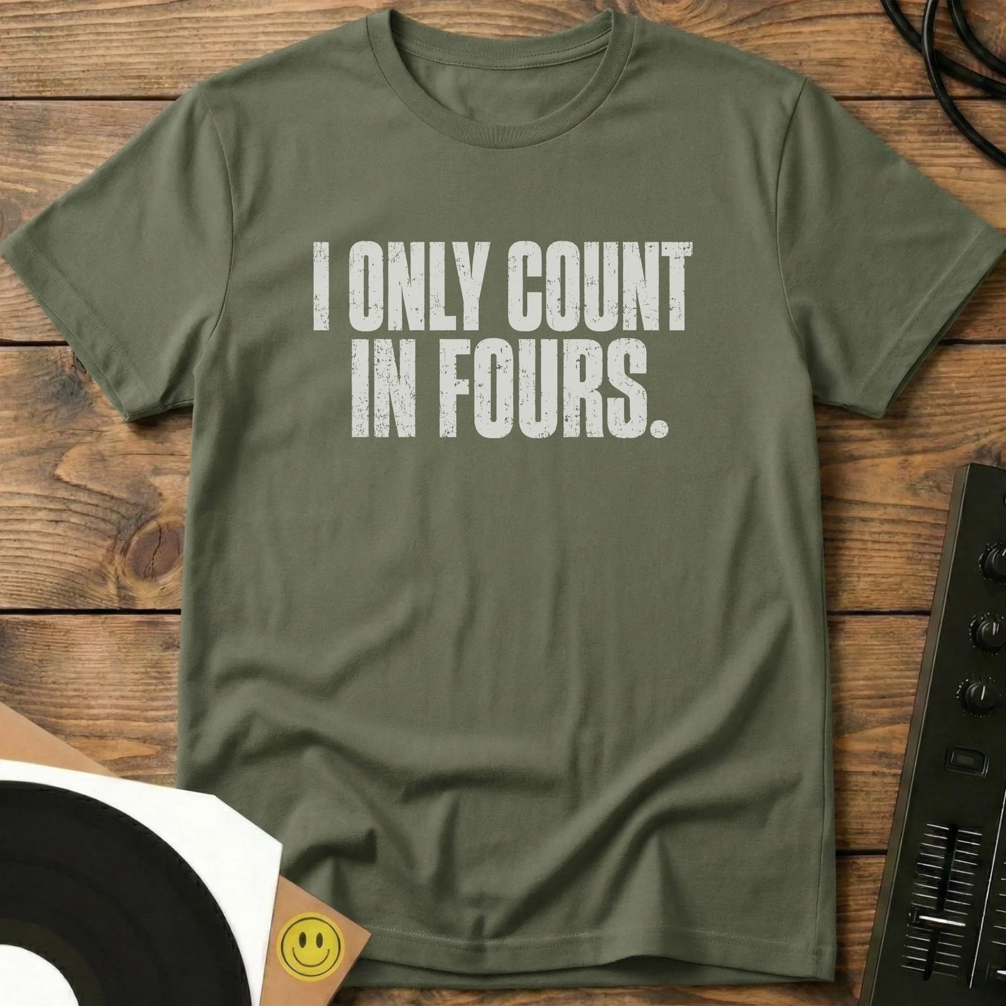 Count In Fours White T-Shirt Military Green / S Count In Fours White T-Shirt