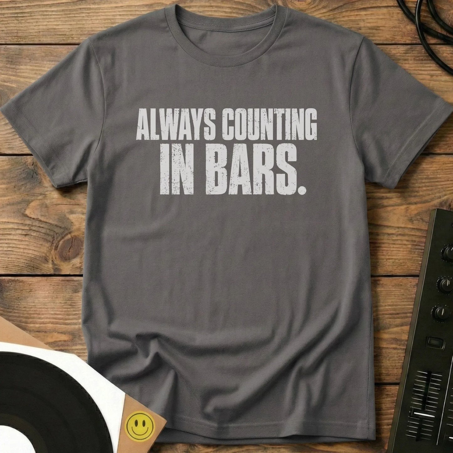 Counting In Bars White T-Shirt Charcoal / S Counting In Bars White T-Shirt