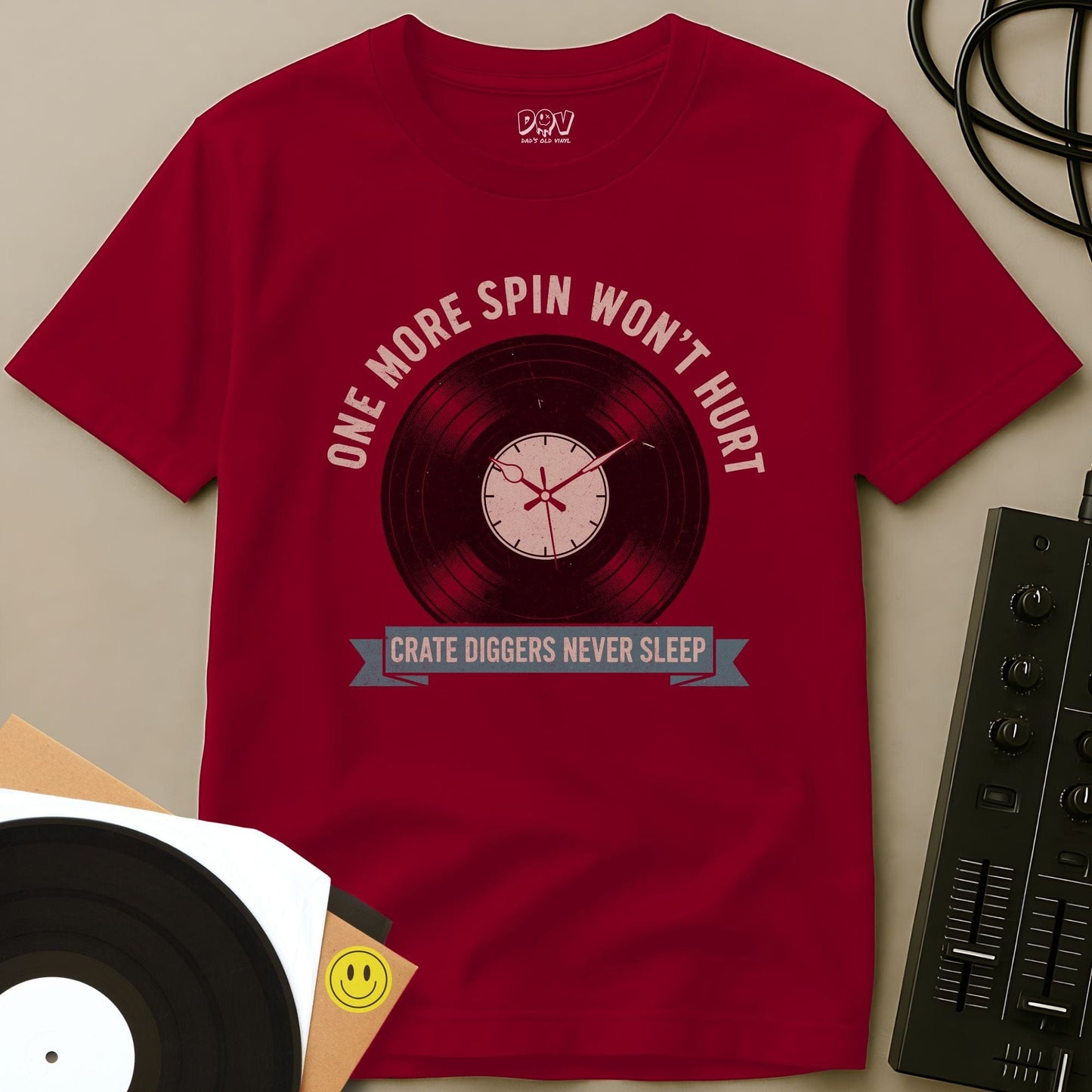 Crate Diggers Never Sleep T-Shirt Red / S Crate Diggers Never Sleep T-Shirt