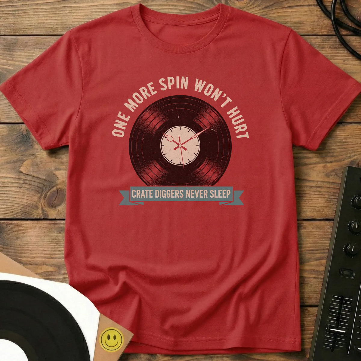 Crate Diggers Never Sleep T-Shirt Red / S Crate Diggers Never Sleep T-Shirt