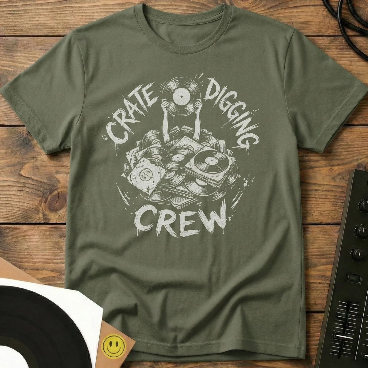 Crate Digging Crew T-Shirt Military Green / S Crate Digging Crew T-Shirt