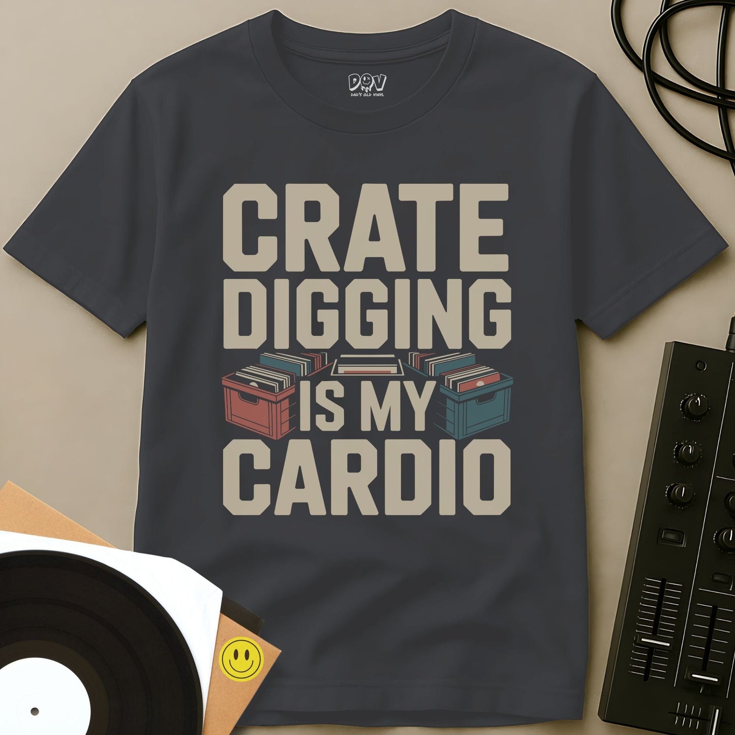 Crate Digging Is My Cardio T-Shirt Charcoal / S Crate Digging Is My Cardio T-Shirt