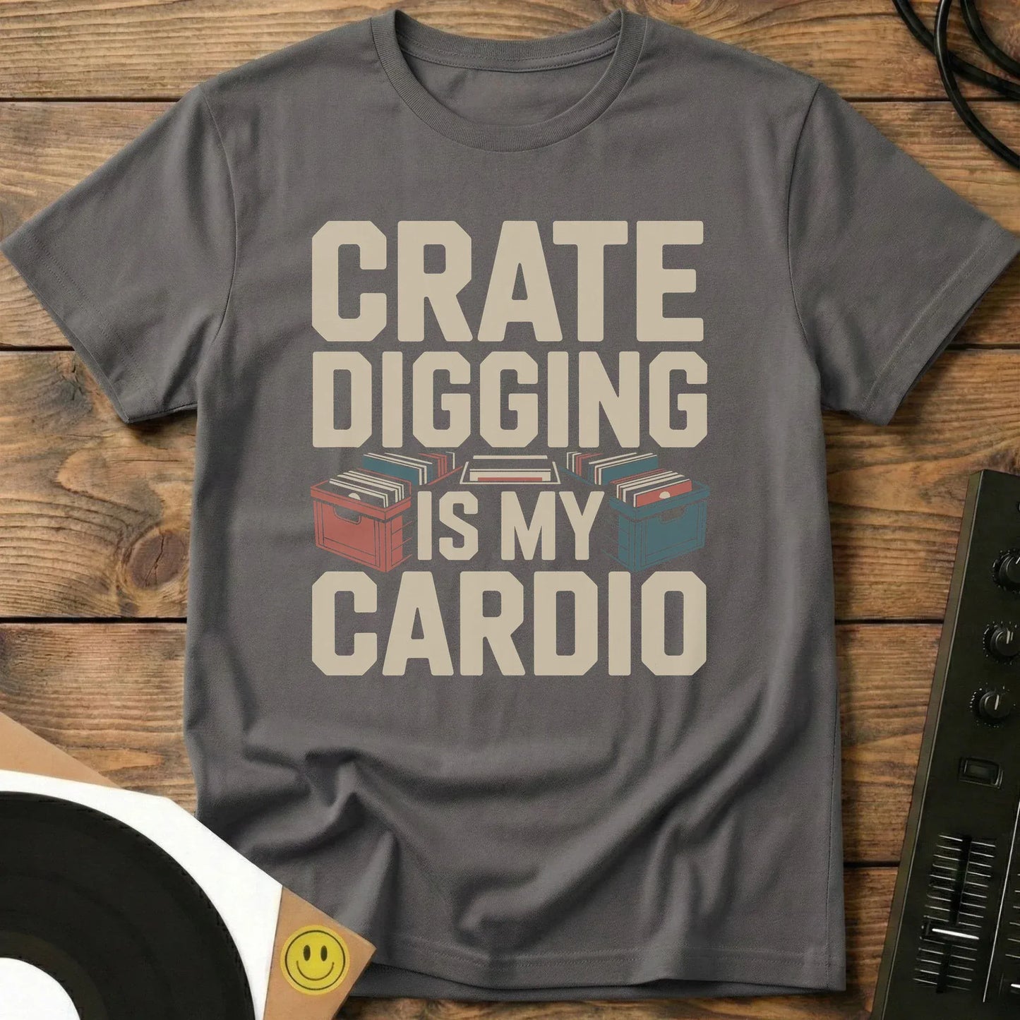 Crate Digging Is My Cardio T-Shirt Charcoal / S Crate Digging Is My Cardio T-Shirt