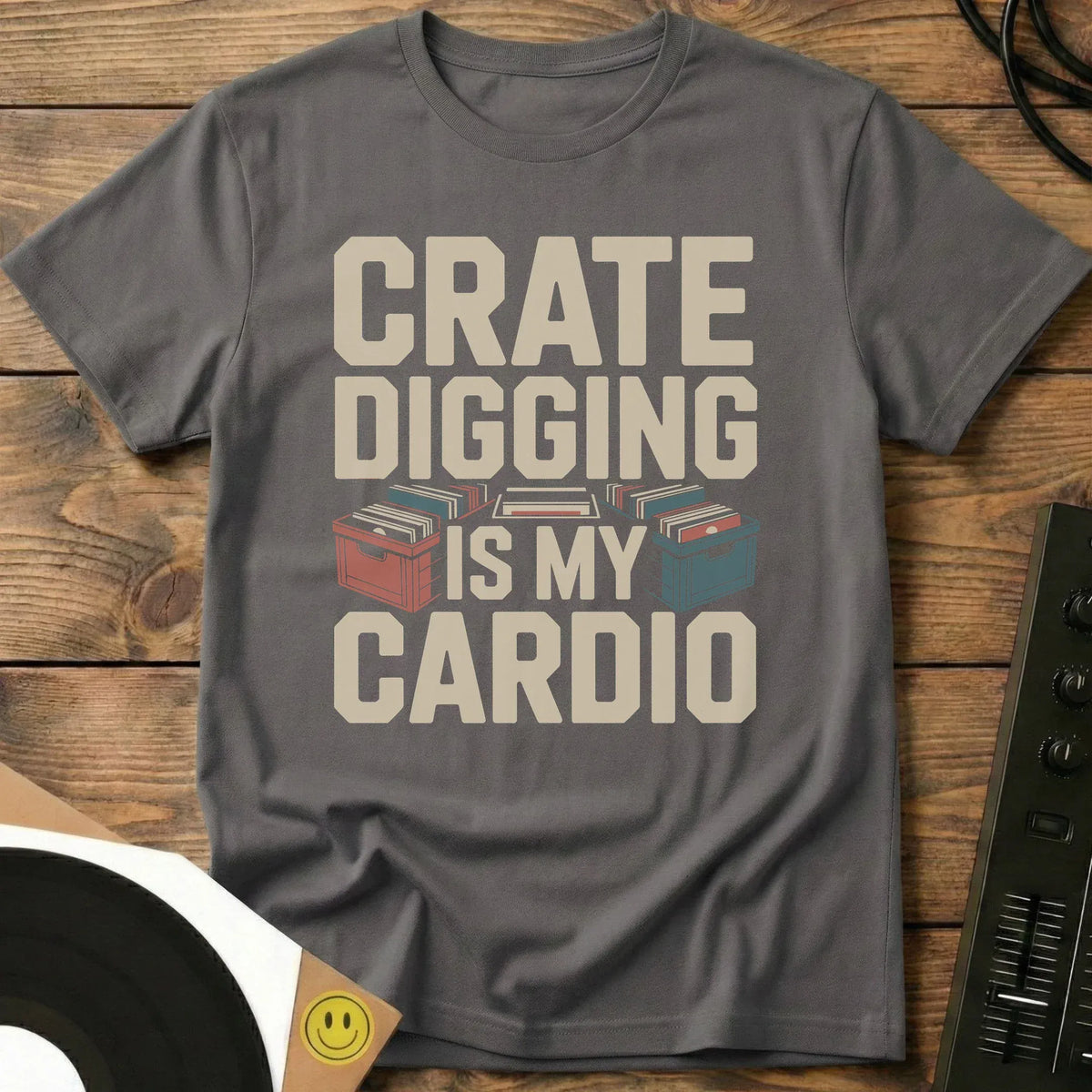 Crate Digging Is My Cardio T-Shirt Charcoal / S Crate Digging Is My Cardio T-Shirt
