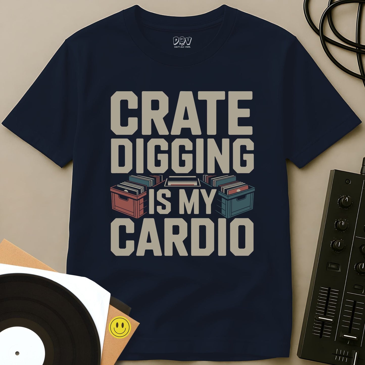 Crate Digging Is My Cardio T-Shirt Navy / S Crate Digging Is My Cardio T-Shirt