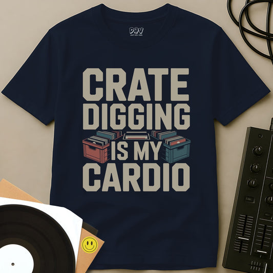 Crate Digging Is My Cardio T-Shirt Navy / S Crate Digging Is My Cardio T-Shirt