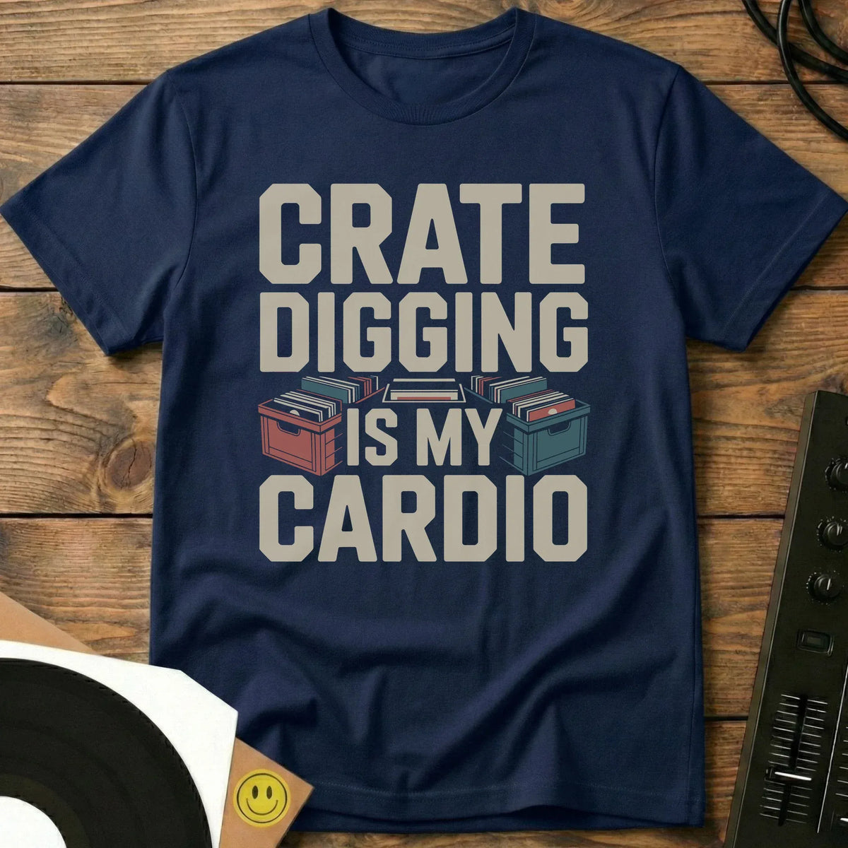 Crate Digging Is My Cardio T-Shirt Navy / S Crate Digging Is My Cardio T-Shirt
