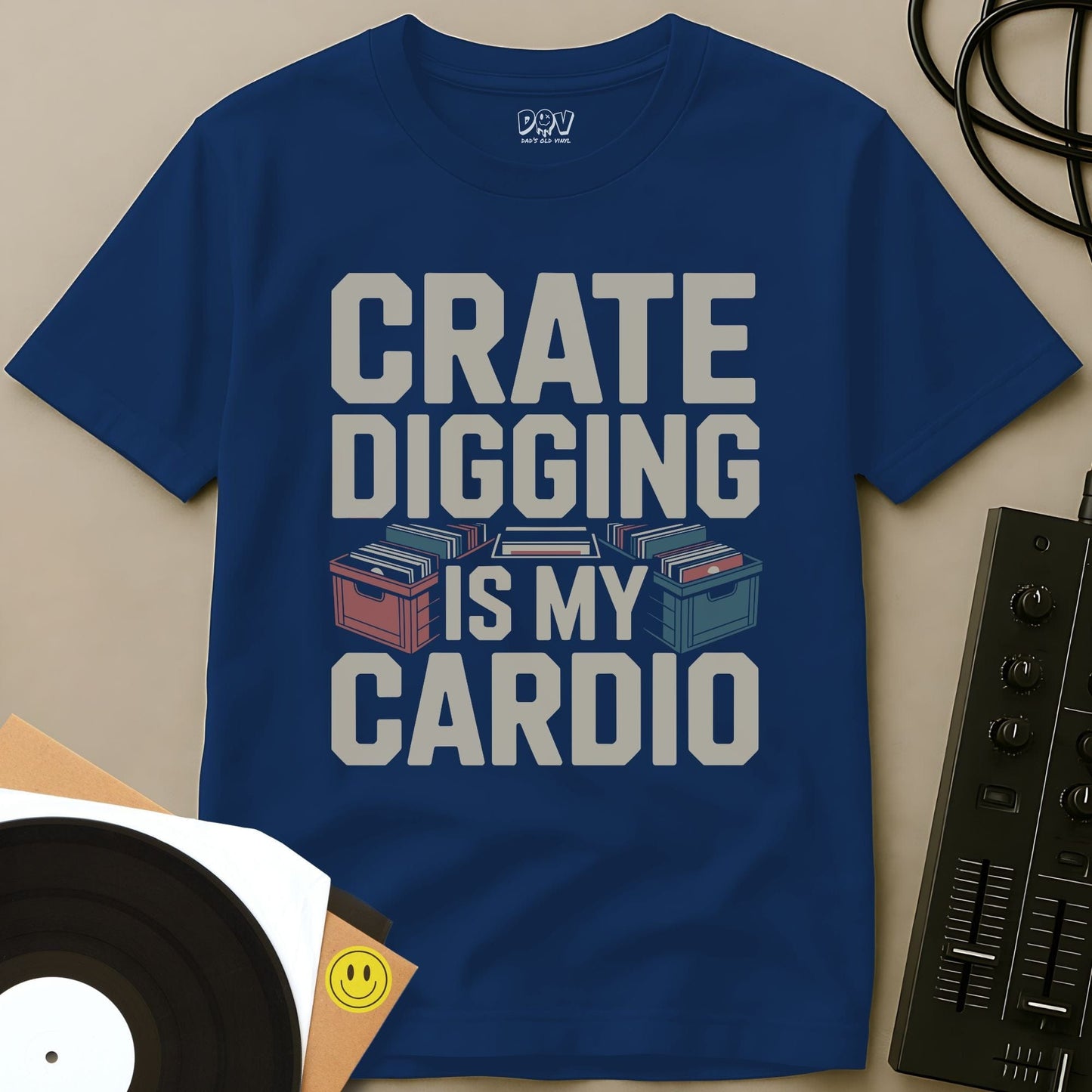 Crate Digging Is My Cardio T-Shirt Royal / S Crate Digging Is My Cardio T-Shirt
