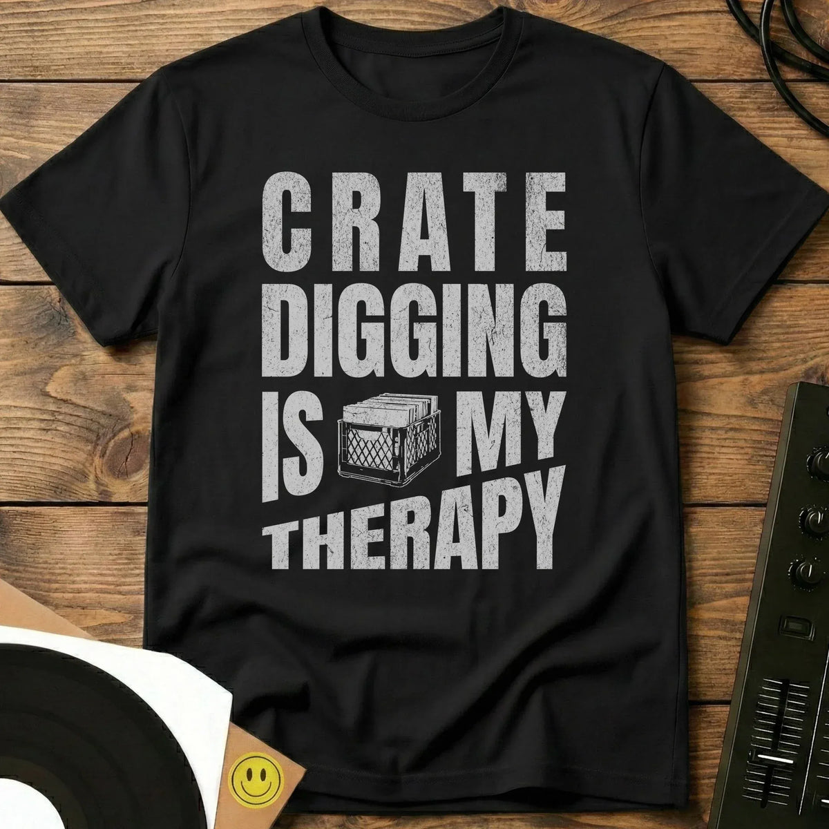 Crate Digging Is My Therapy T-Shirt Black / S Crate Digging Is My Therapy T-Shirt