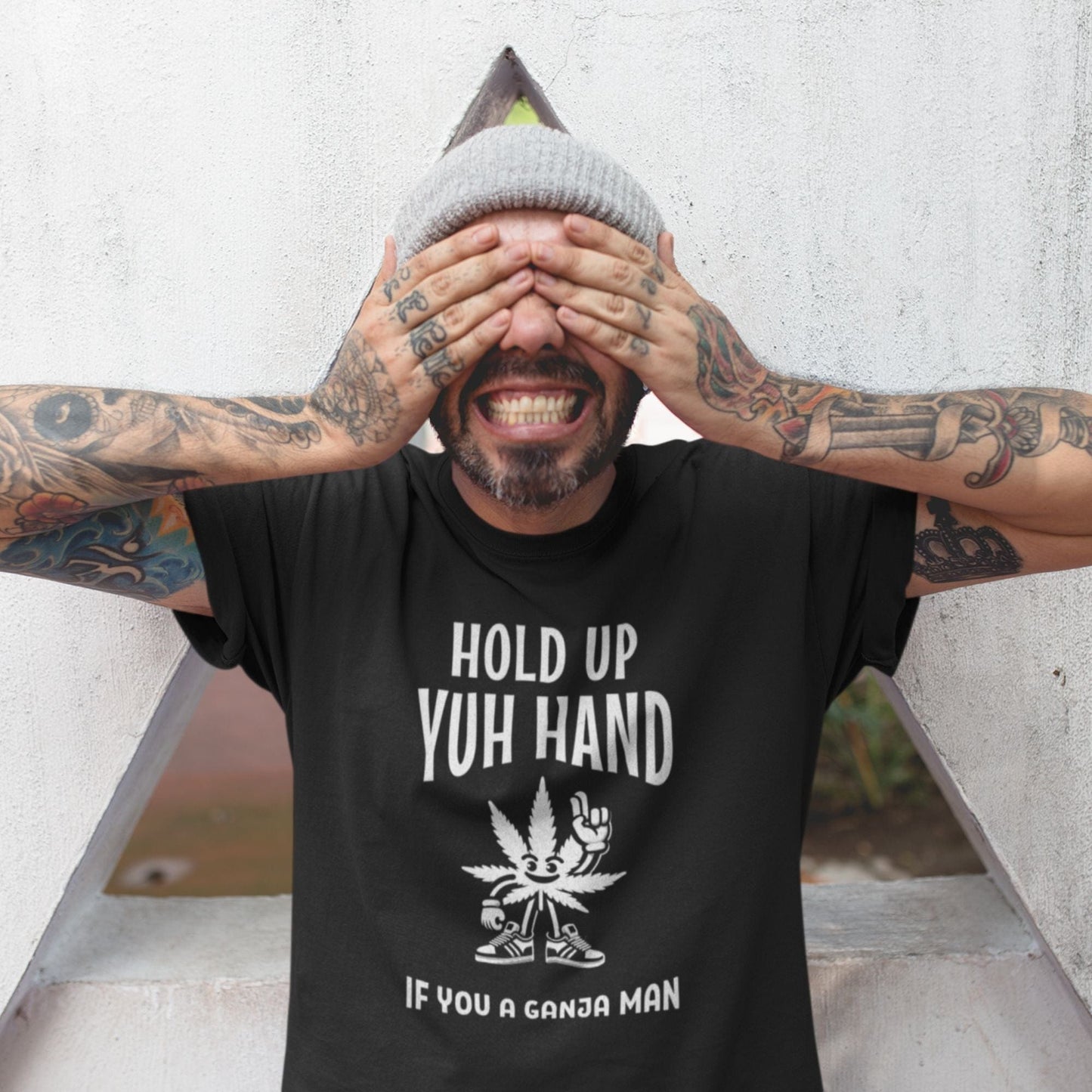 Dad's Old Vinyl Hold Up Yuh Hand If You A Ganja Man T-Shirt