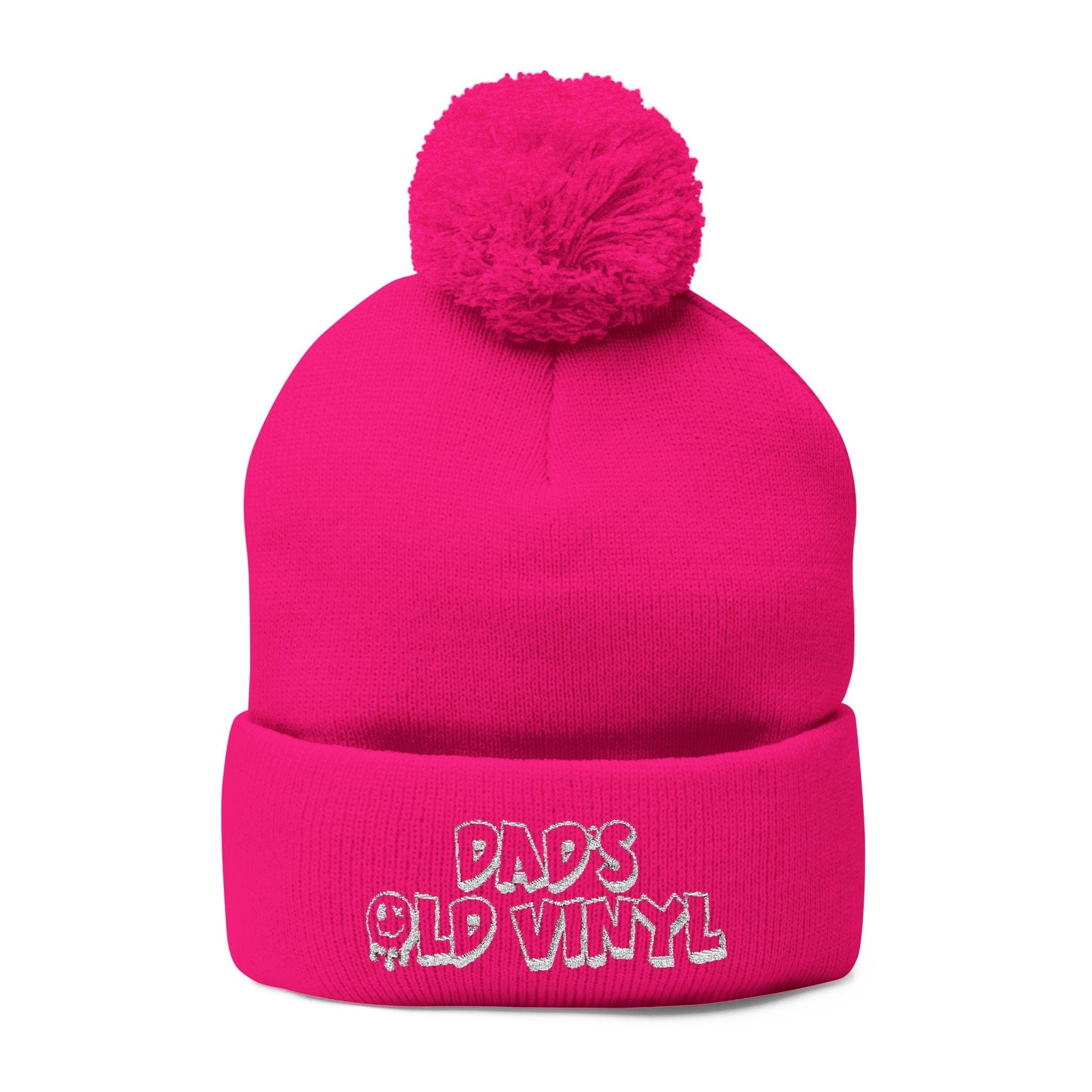 Dads Old Vinyl Embroidered Pom-Pom Beanie Dads Old Vinyl Embroidered Pom-Pom Beanie