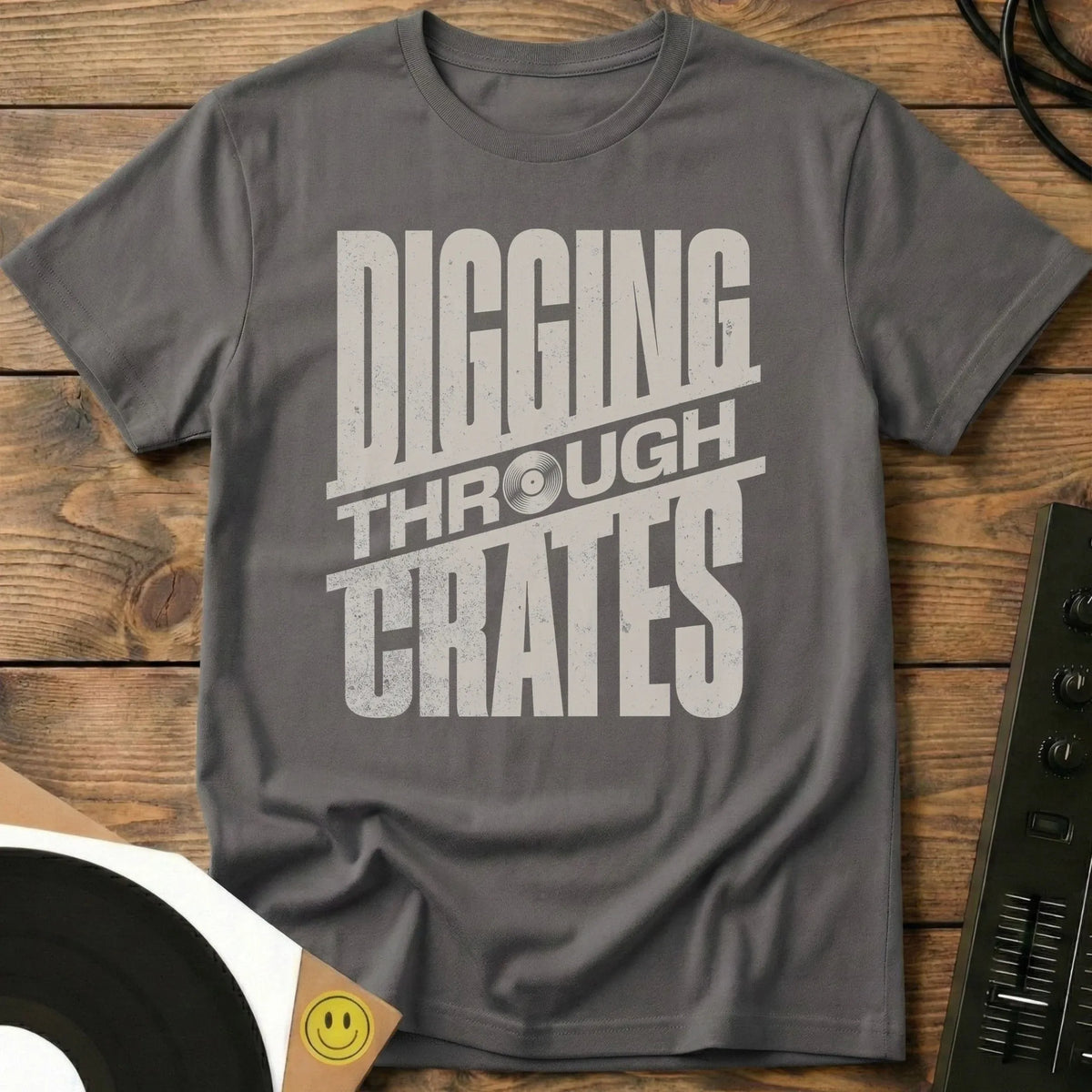 Digging Through Crates T-Shirt Charcoal / S Digging Through Crates T-Shirt