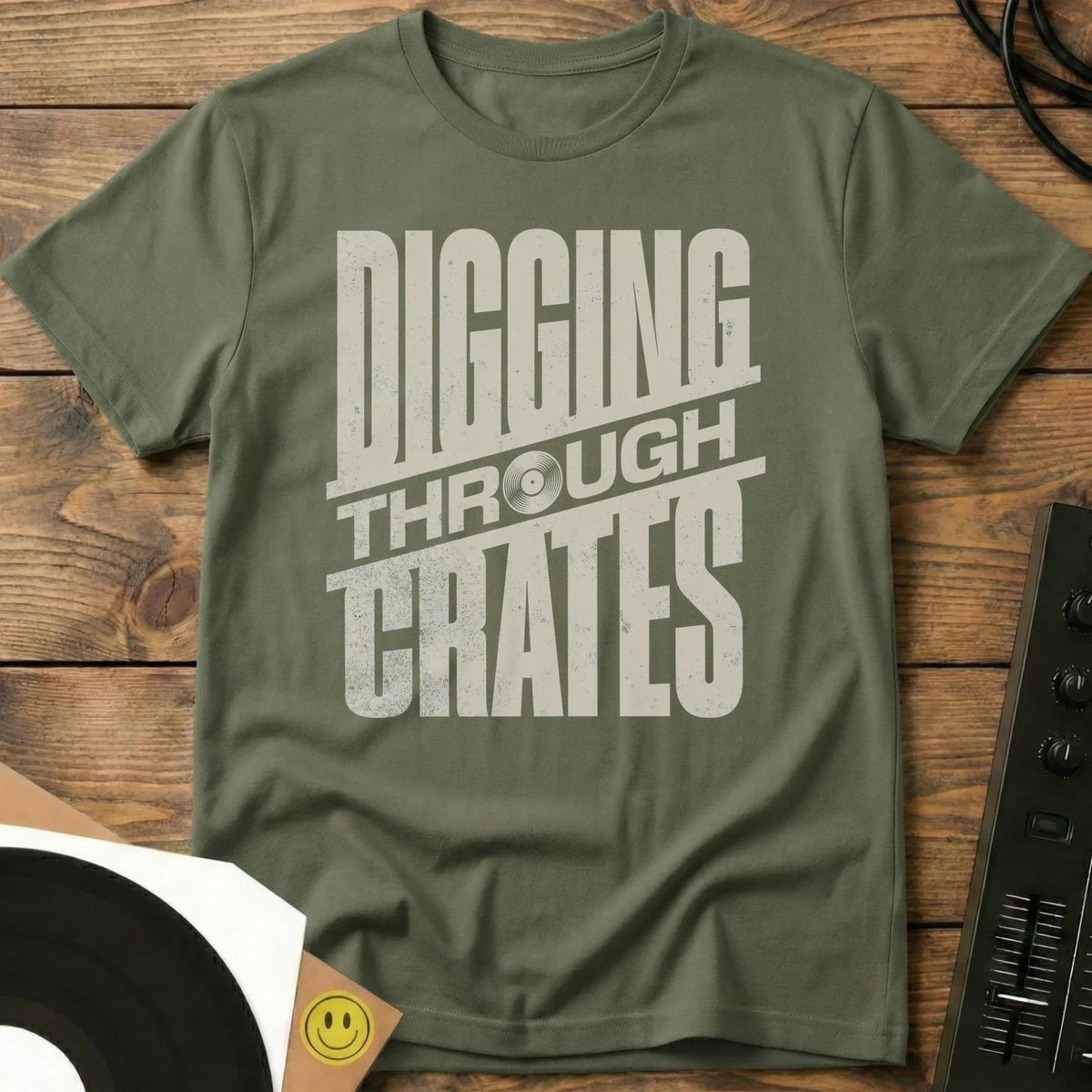 Digging Through Crates T-Shirt Military Green / S Digging Through Crates T-Shirt