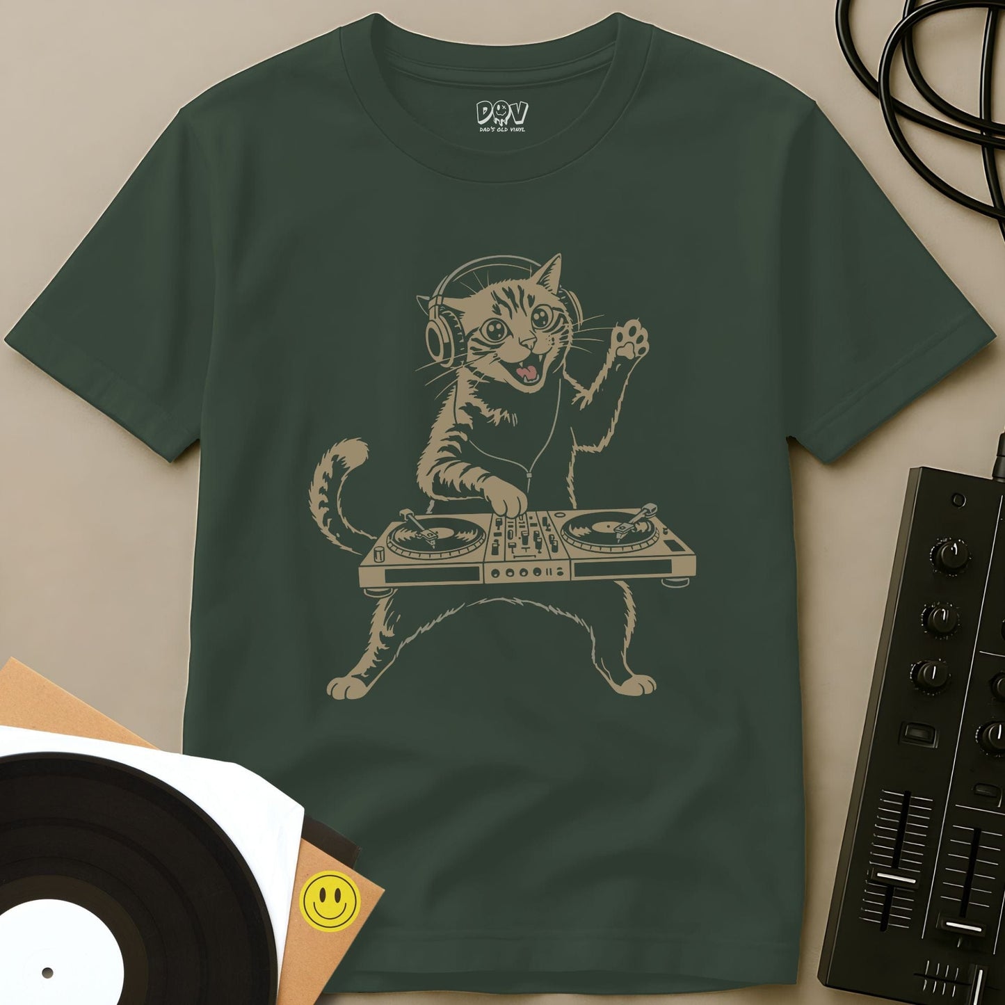 DJ Cat T-Shirt Military Green / S DJ Cat T-Shirt