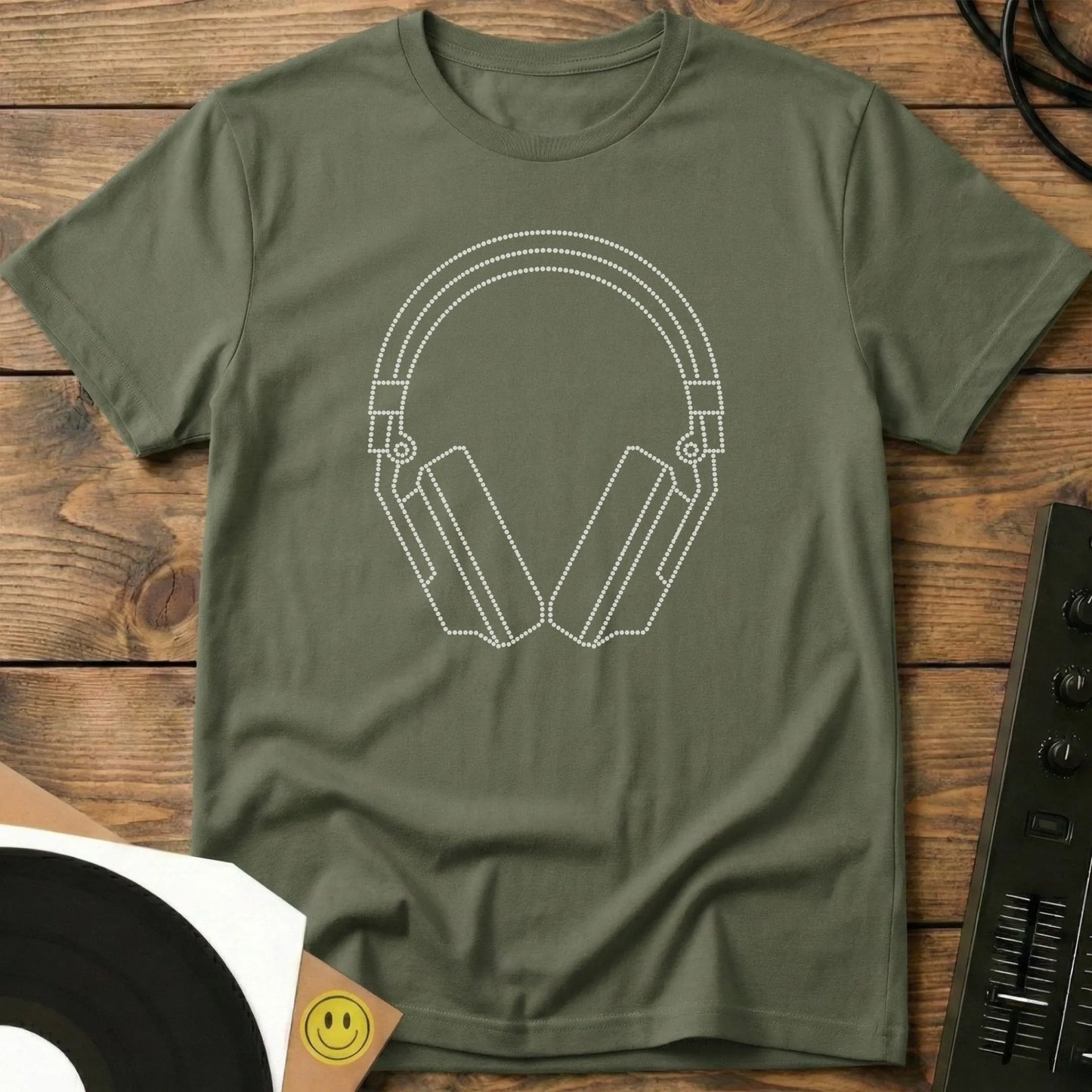 Dotted Headphones T-Shirt Military Green / S Dotted Headphones T-Shirt