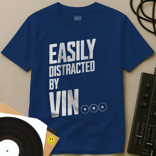 Easily Distracted By Vinyl T-Shirt Royal / S Easily Distracted By Vinyl T-Shirt