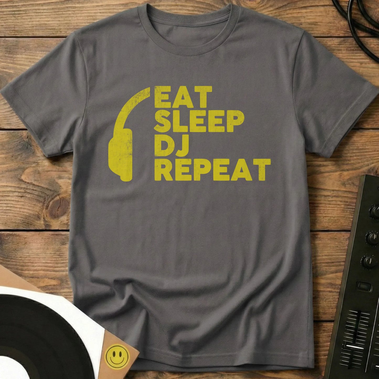 Eat, Sleep, DJ, Repeat - Yellow Mix T-Shirt Charcoal / S Eat, Sleep, DJ, Repeat - Yellow Mix T-Shirt