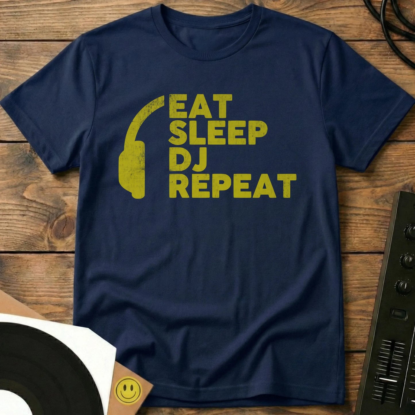 Eat, Sleep, DJ, Repeat - Yellow Mix T-Shirt Navy / S Eat, Sleep, DJ, Repeat - Yellow Mix T-Shirt