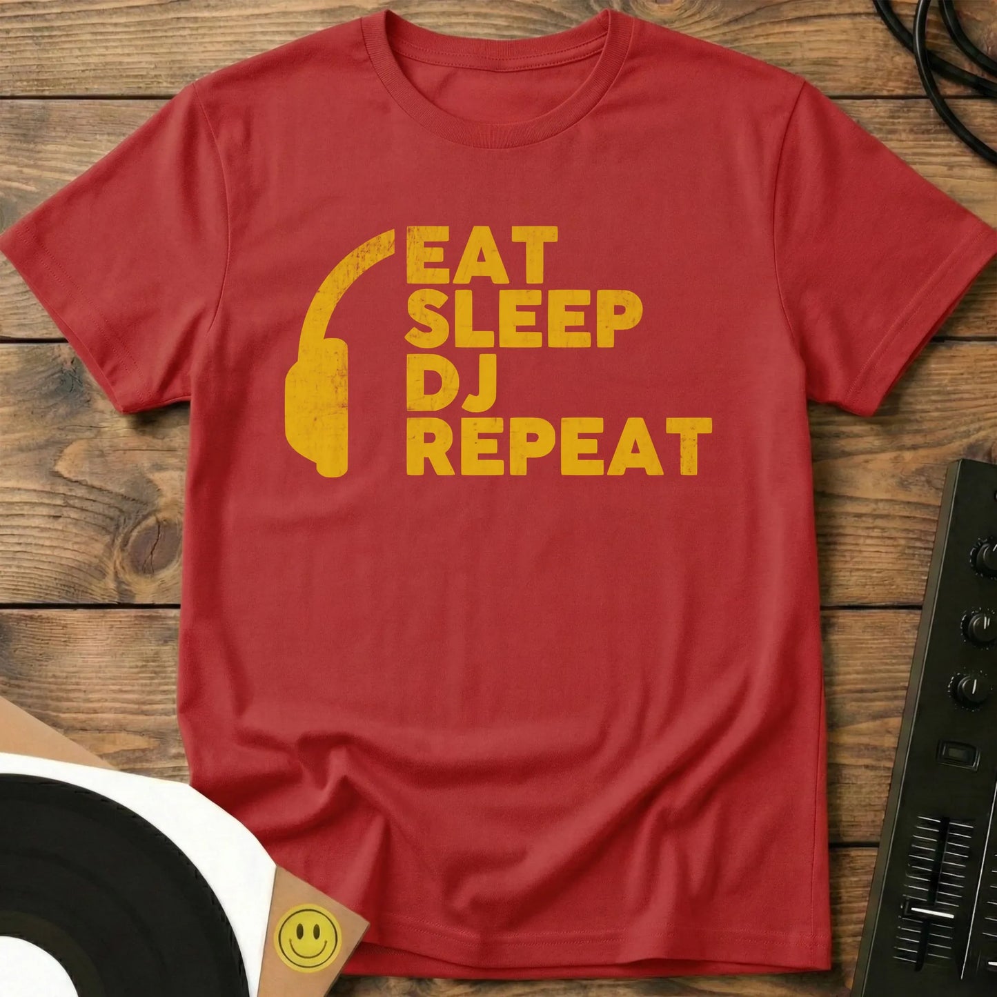 Eat, Sleep, DJ, Repeat - Yellow Mix T-Shirt Red / S Eat, Sleep, DJ, Repeat - Yellow Mix T-Shirt