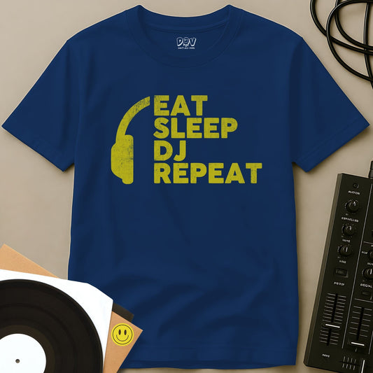 Eat, Sleep, DJ, Repeat - Yellow T-Shirt Royal / S Eat, Sleep, DJ, Repeat - Yellow T-Shirt