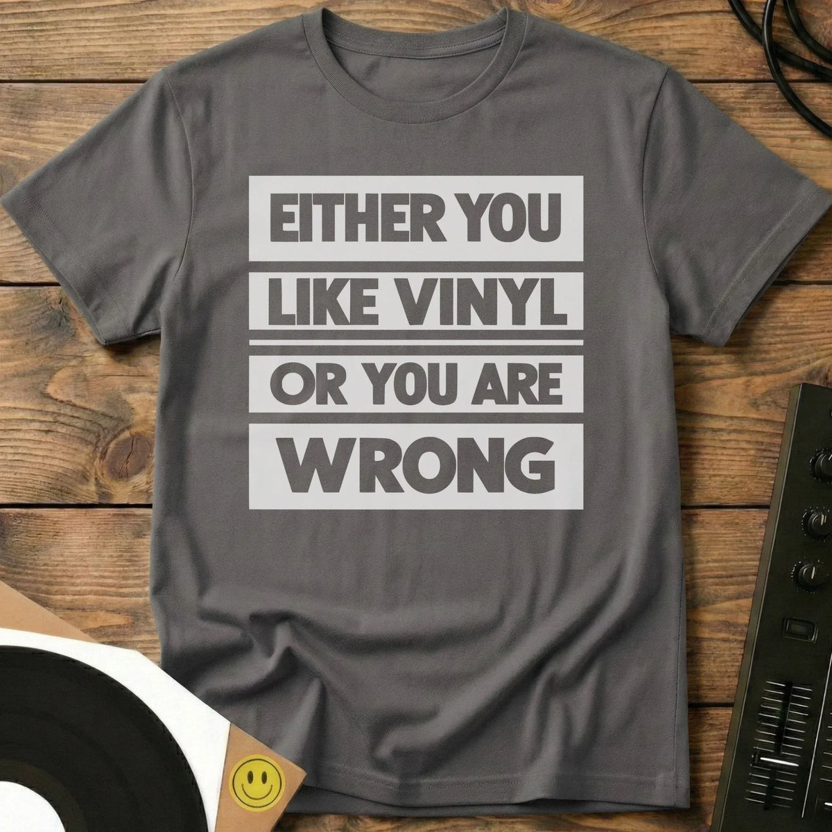 Either You Like Vinyl T-Shirt Charcoal / S Either You Like Vinyl T-Shirt