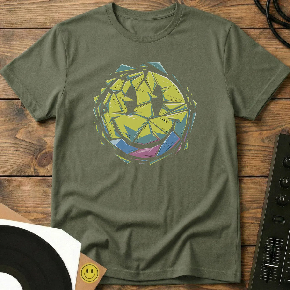 Fractured Smiley T-Shirt Military Green / S Fractured Smiley T-Shirt