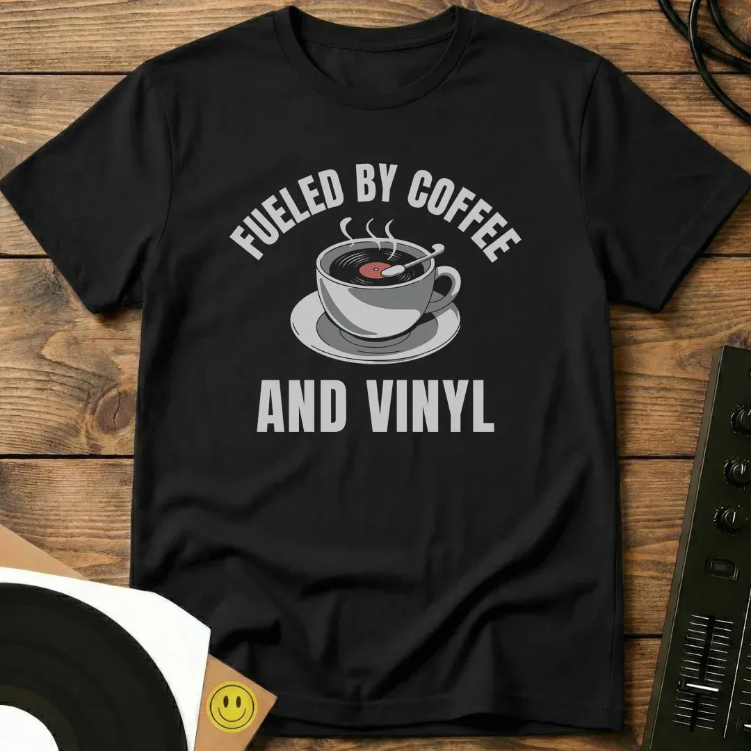 Fueled By Coffee And Vinyl T-Shirt Black / S Fueled By Coffee And Vinyl T-Shirt