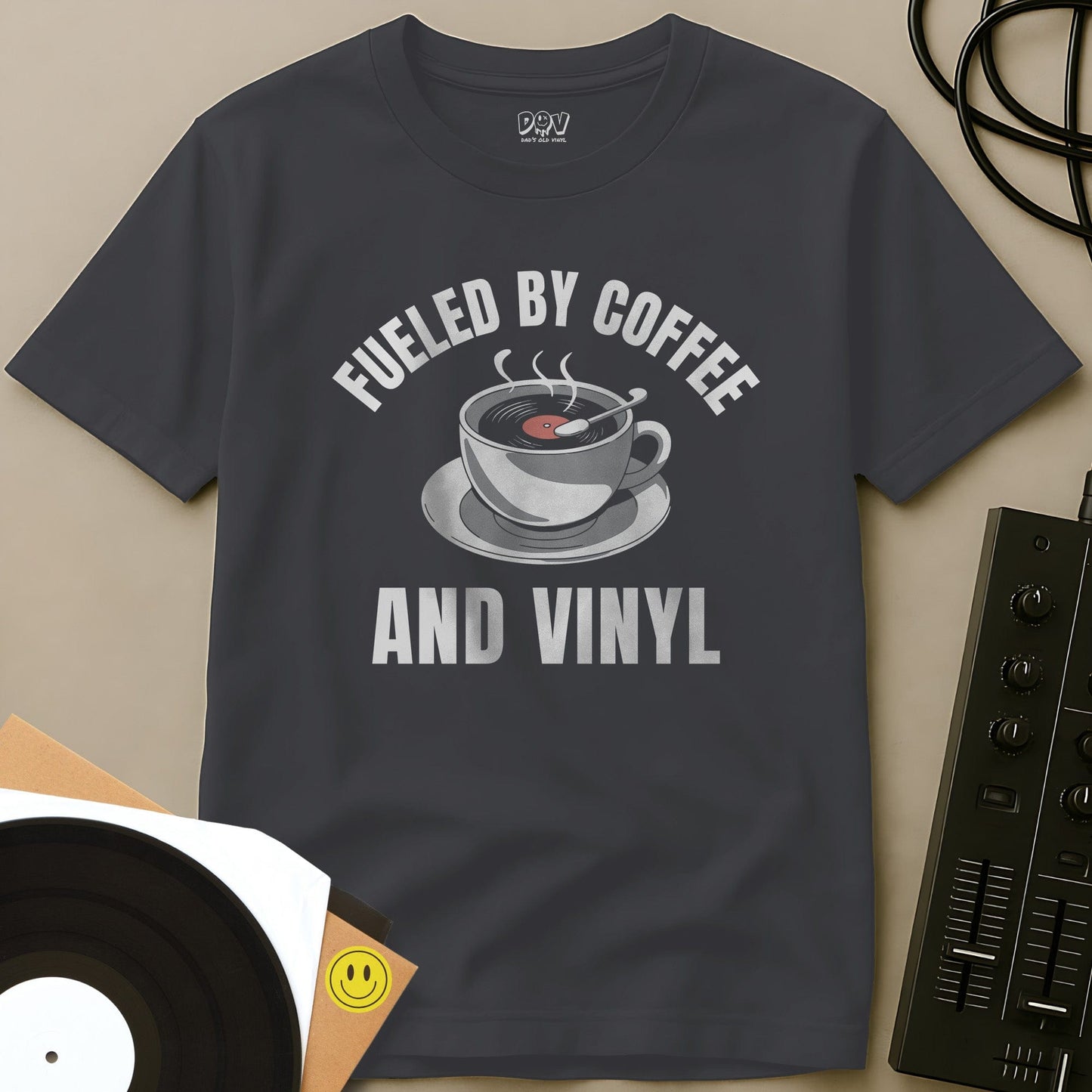 Fueled By Coffee And Vinyl T-Shirt Charcoal / S Fueled By Coffee And Vinyl T-Shirt