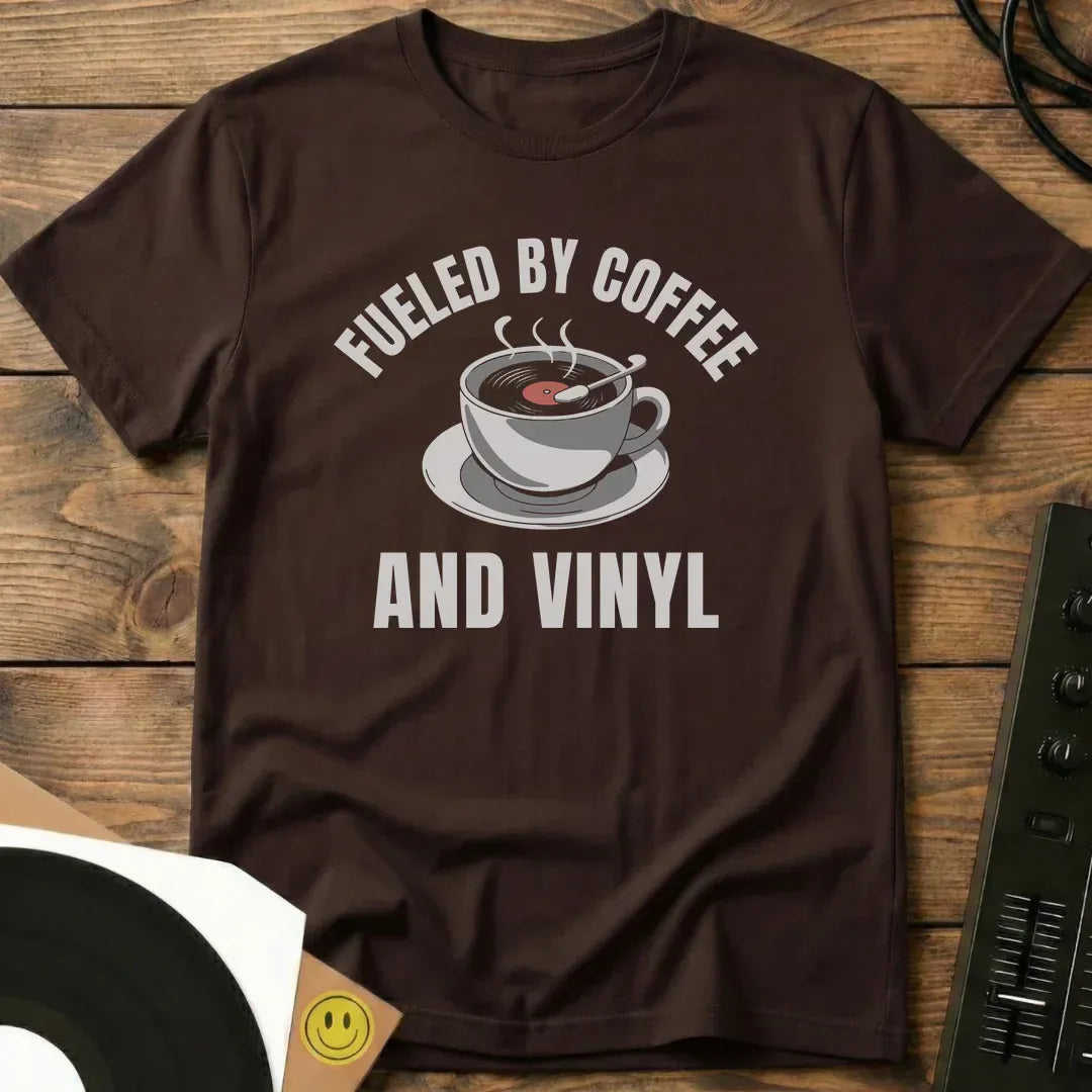 Fueled By Coffee And Vinyl T-Shirt Dark Chocolate / S Fueled By Coffee And Vinyl T-Shirt