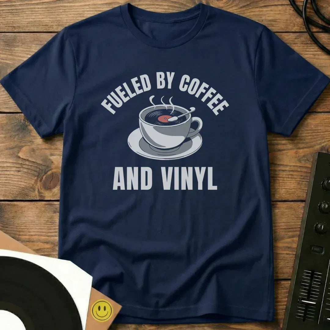 Fueled By Coffee And Vinyl T-Shirt Navy / S Fueled By Coffee And Vinyl T-Shirt