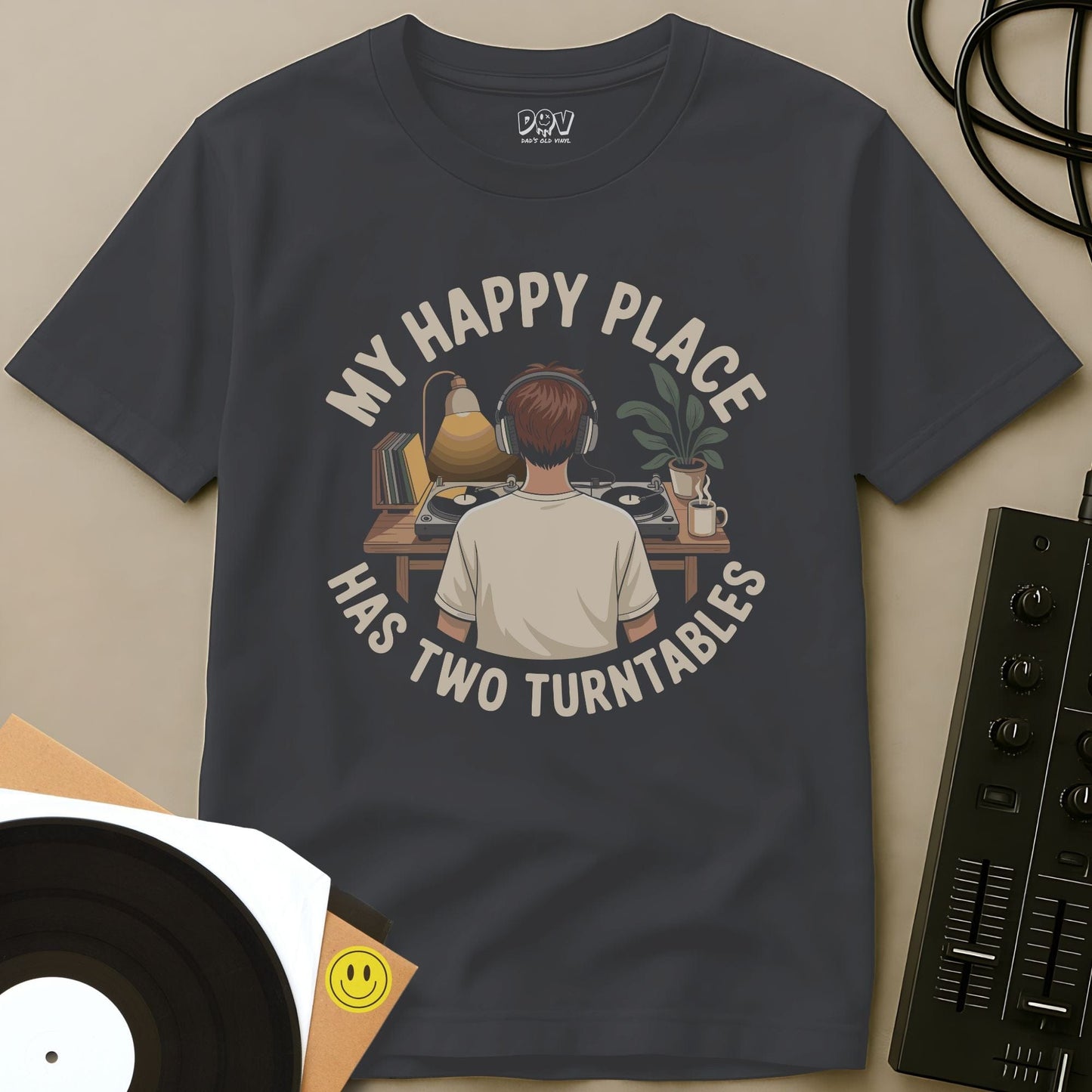 Has Two Turntables T-Shirt Charcoal / S Has Two Turntables T-Shirt
