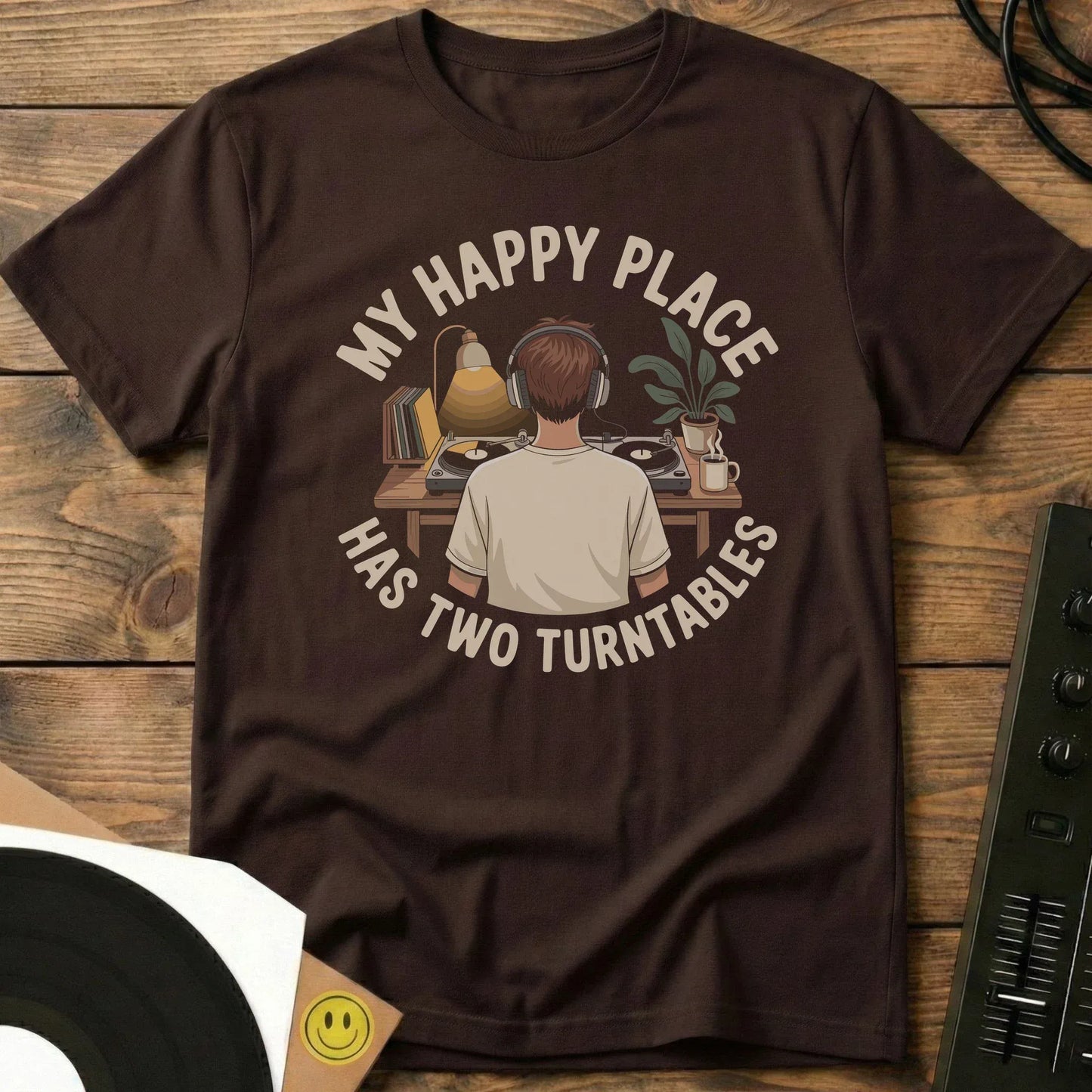 Has Two Turntables T-Shirt Dark Chocolate / S Has Two Turntables T-Shirt