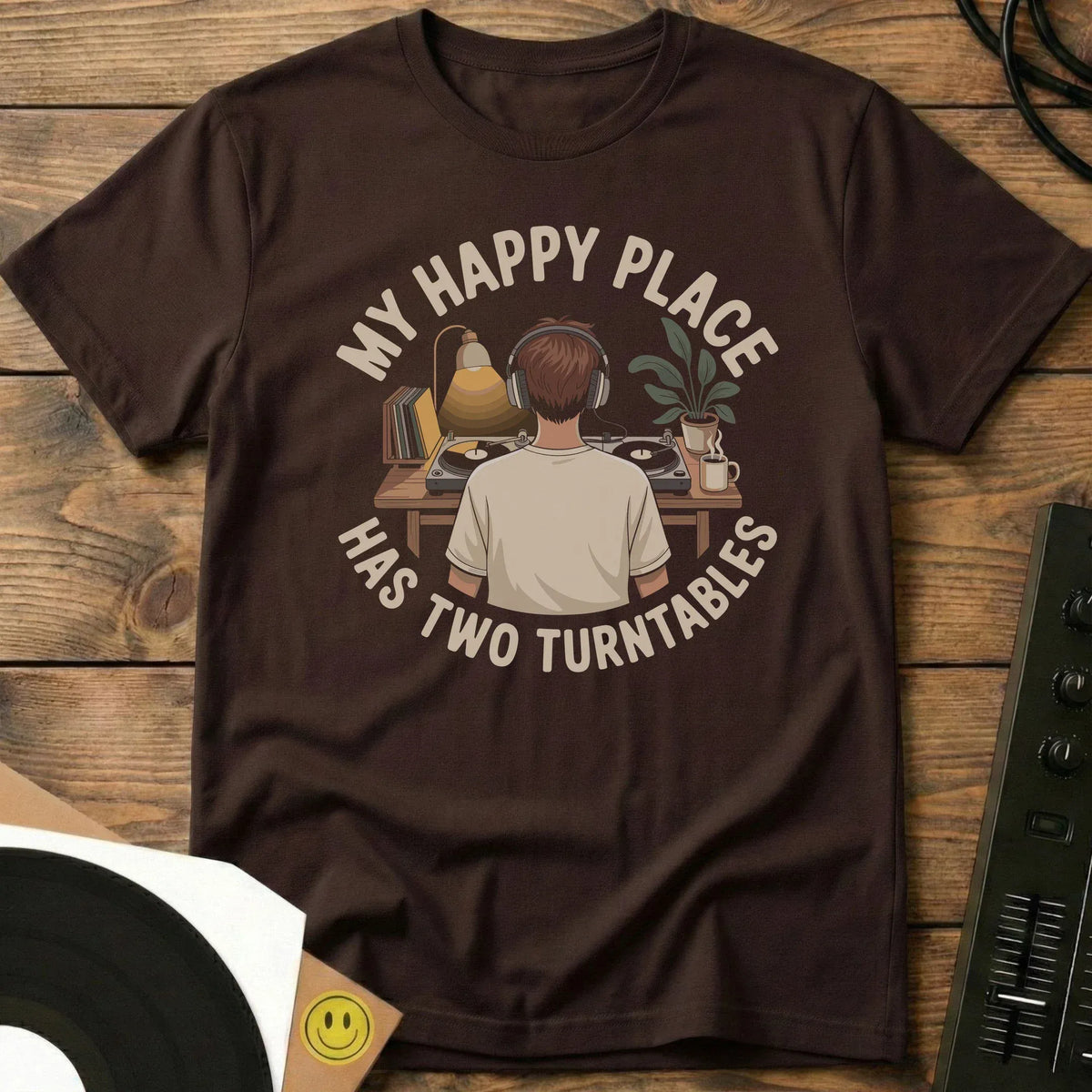 Has Two Turntables T-Shirt Dark Chocolate / S Has Two Turntables T-Shirt