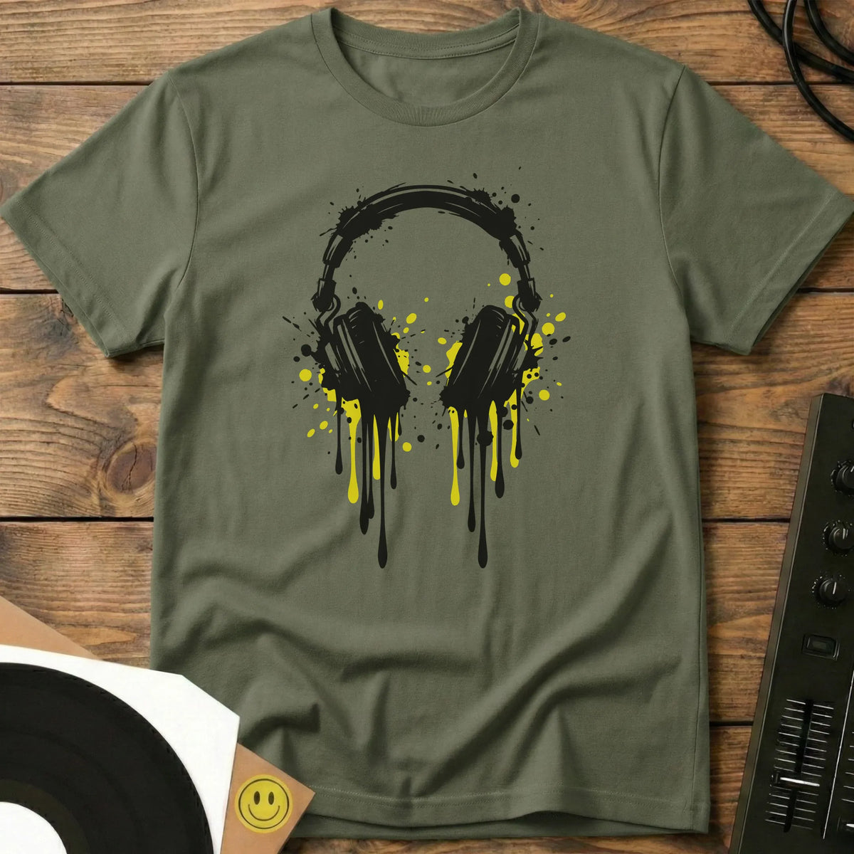 Headphone Drip T-Shirt Military Green / S Headphone Drip T-Shirt