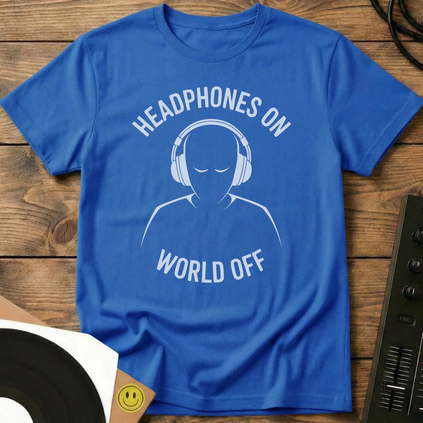 Headphones On World Off T-Shirt Royal / S Headphones On World Off T-Shirt