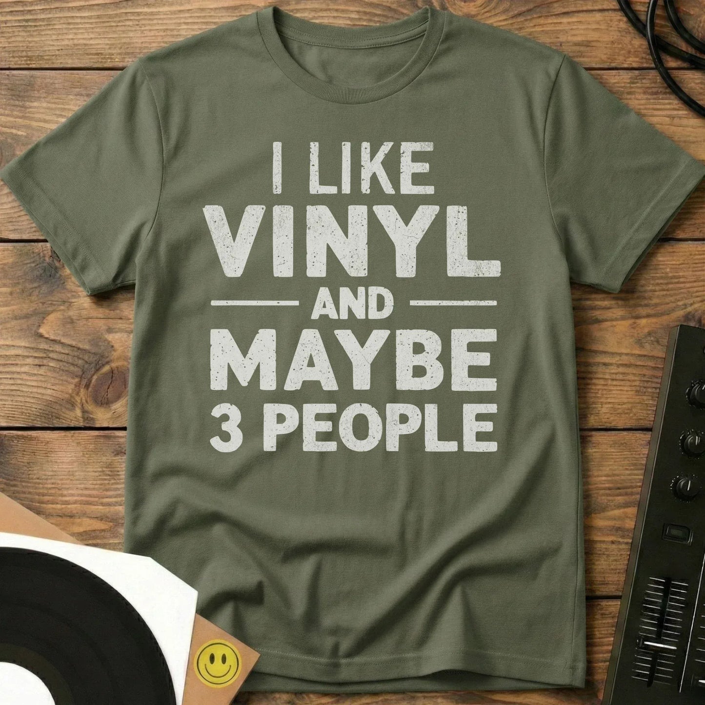 I Like Vinyl T-Shirt Military Green / S I Like Vinyl T-Shirt
