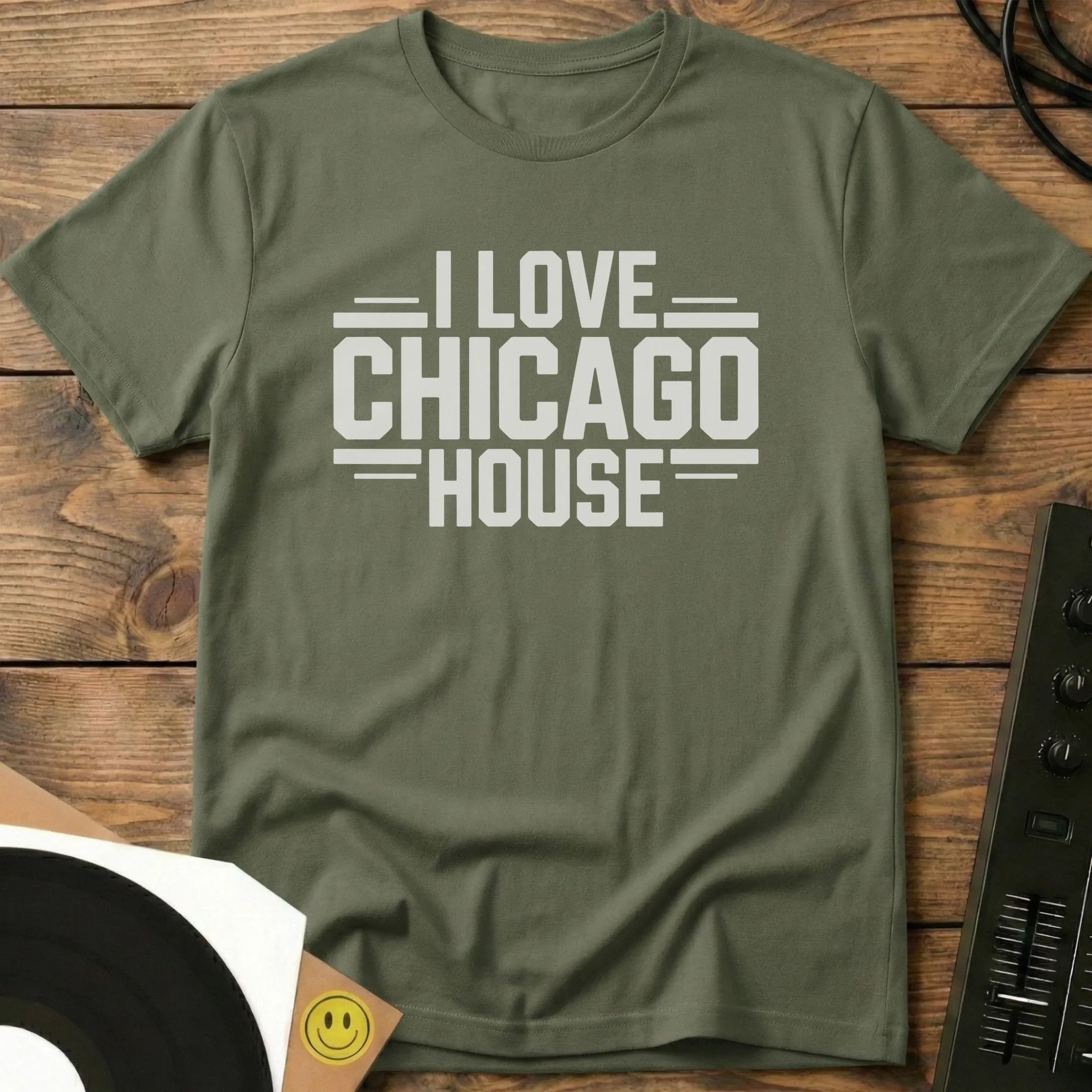 I Love Chicago House T-Shirt Military Green / S I Love Chicago House T-Shirt