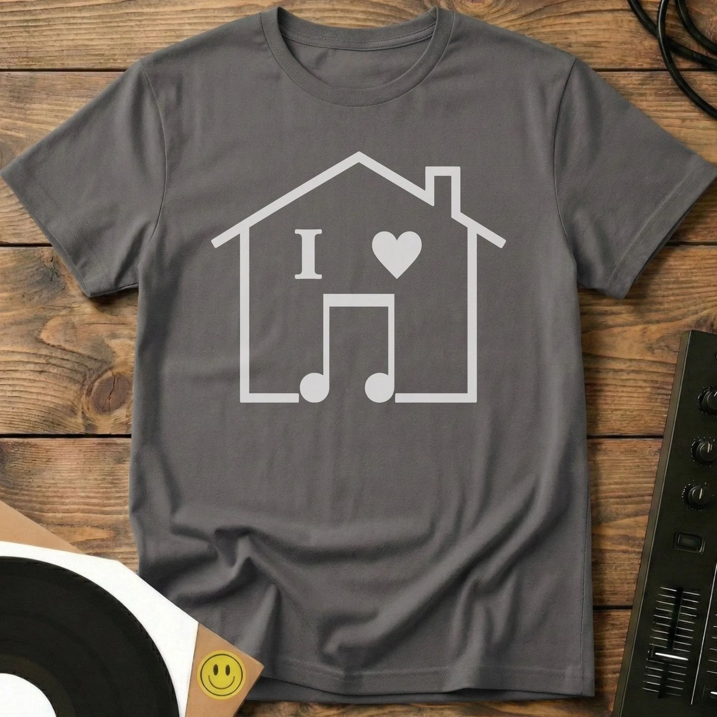 I Love House Frame T-Shirt Charcoal / S I Love House Frame T-Shirt