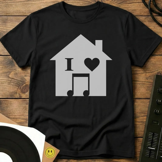 I Love House Icon T-Shirt Black / S I Love House Icon T-Shirt