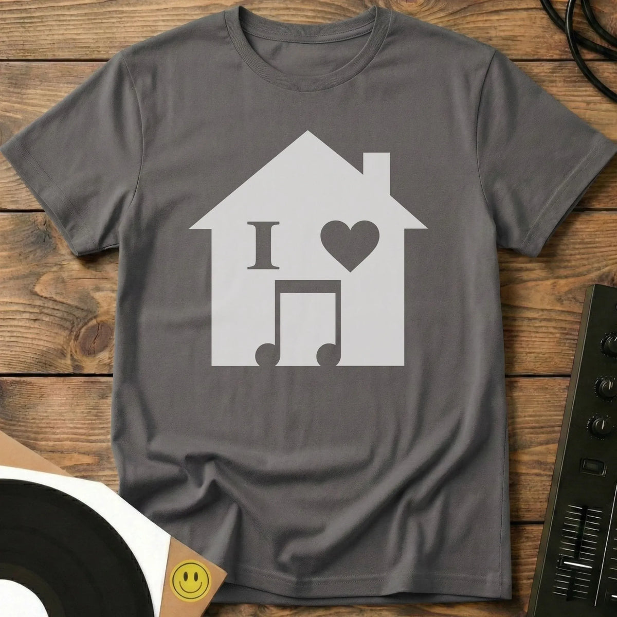 I Love House Icon T-Shirt Charcoal / S I Love House Icon T-Shirt