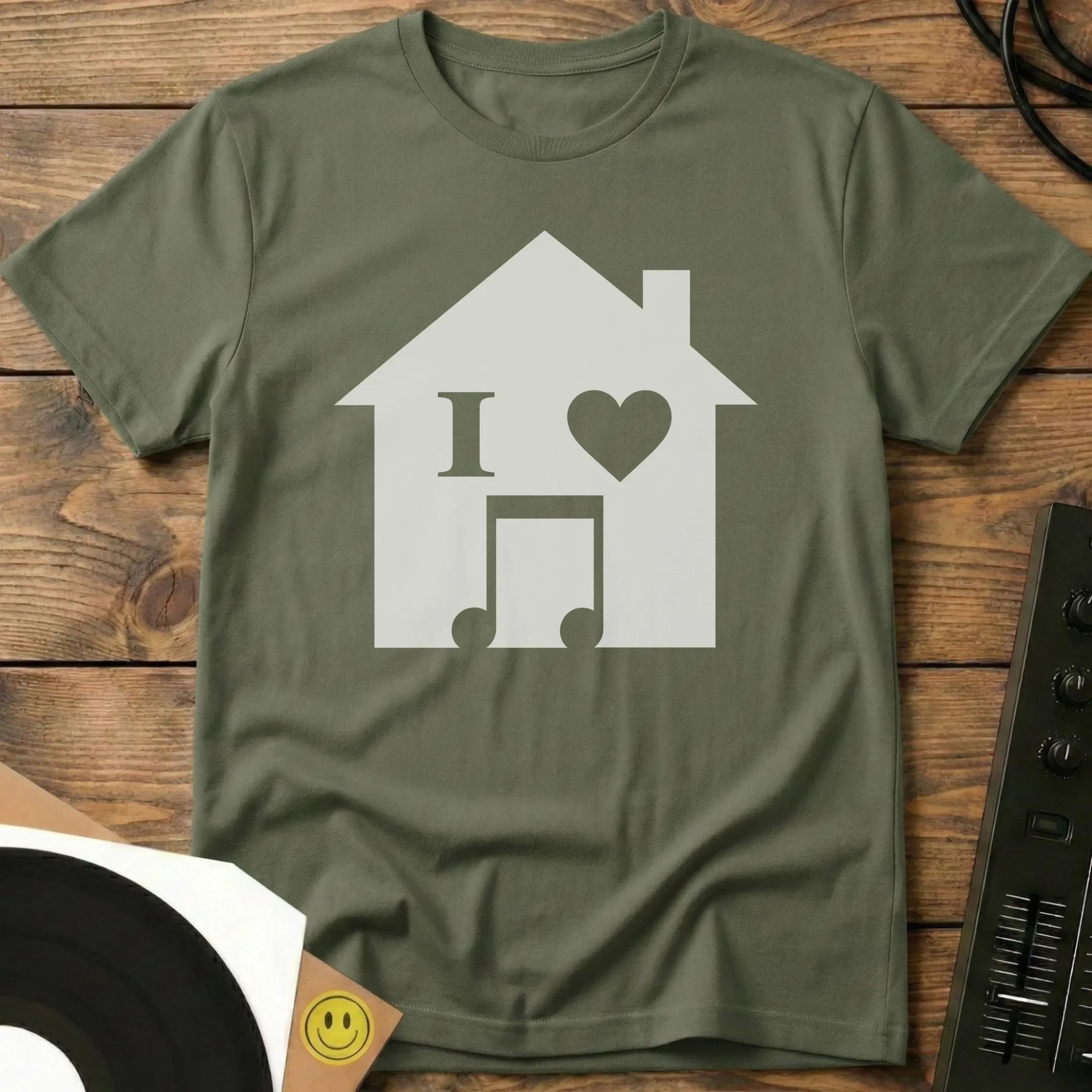 I Love House Icon T-Shirt Military Green / S I Love House Icon T-Shirt