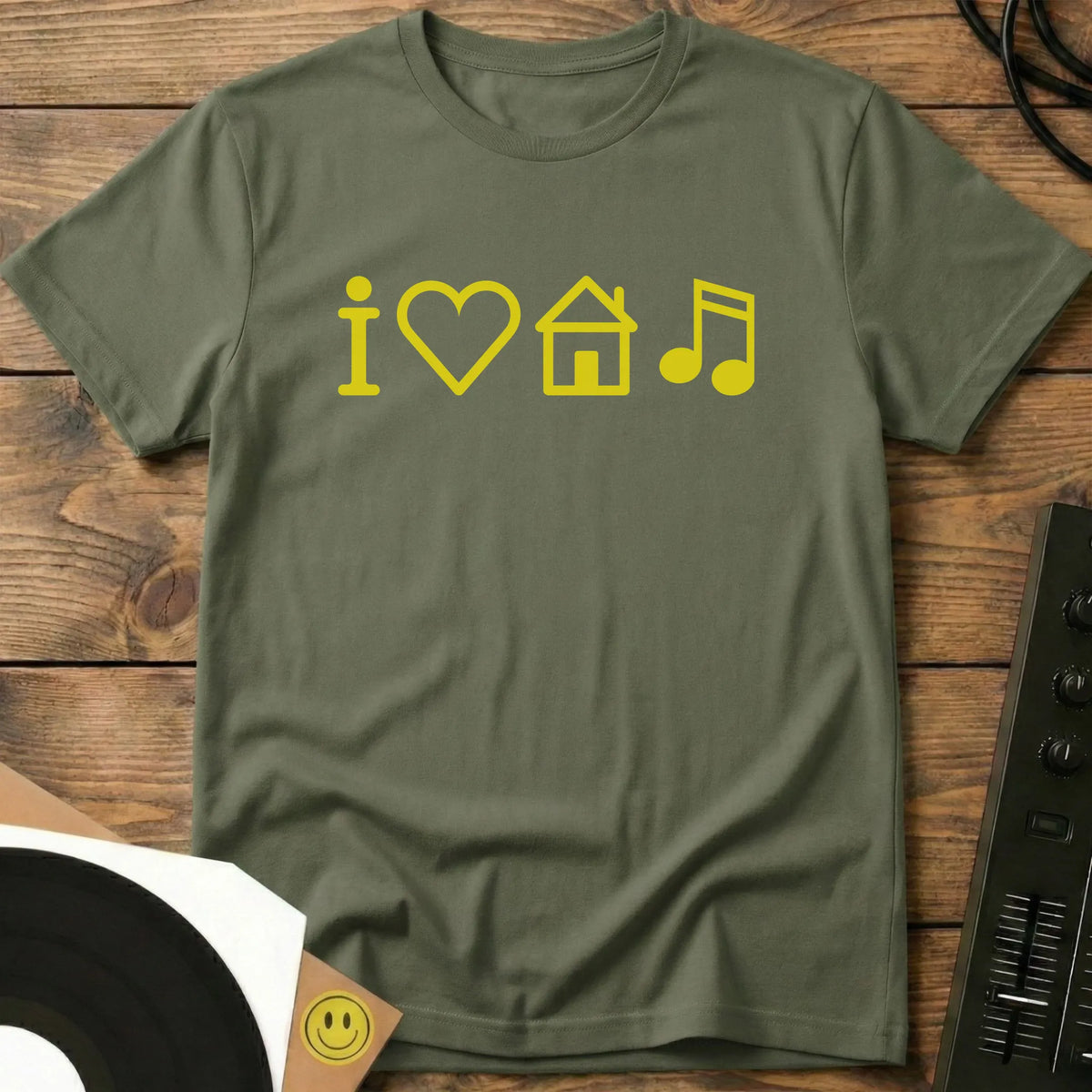 I Love House Music Remix T-Shirt Military Green / S I Love House Music Remix T-Shirt